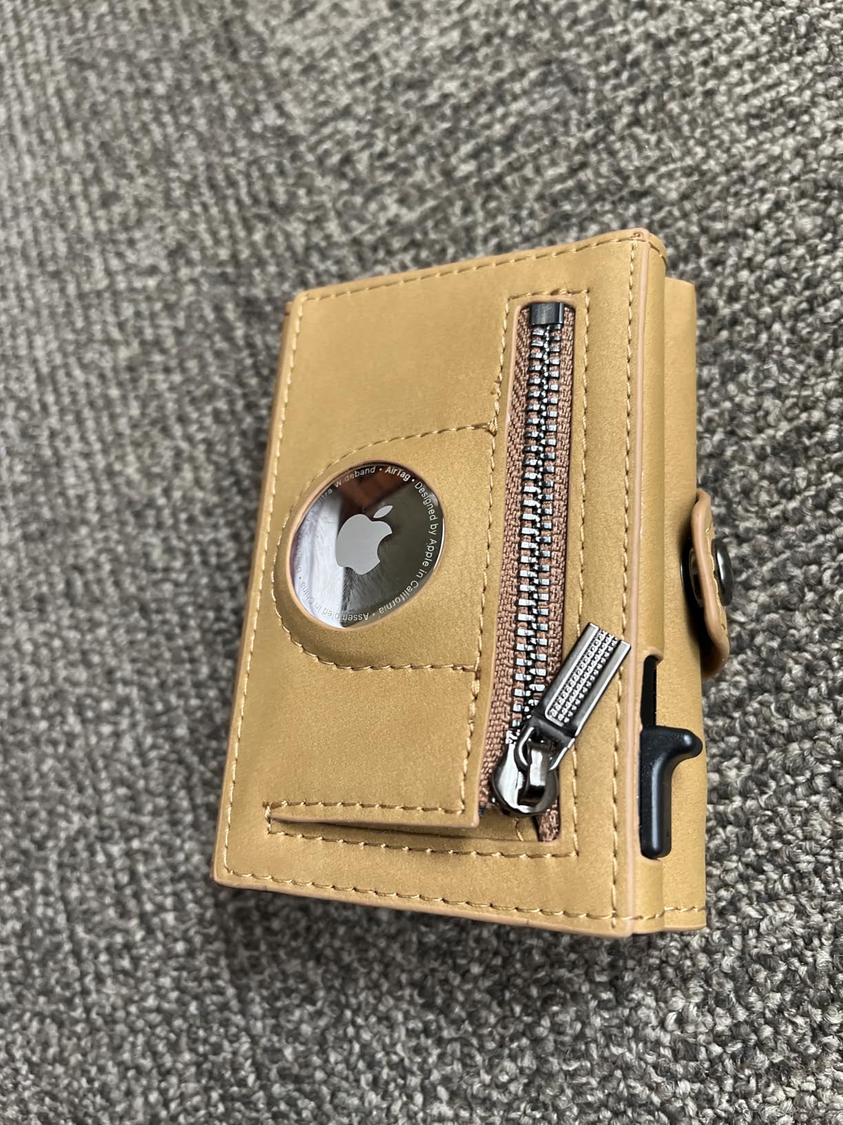 Mens Wallet Card Holder for AirTag, Leather Smart Wallet for Men, Airtag Wallet Pop Up Wallet, RFID Blocking, Slim, Carbon Fiber, Minimalist - 10-14 Card Capacity | ID Window | Cash Slot (Black) - Customer Photo 1