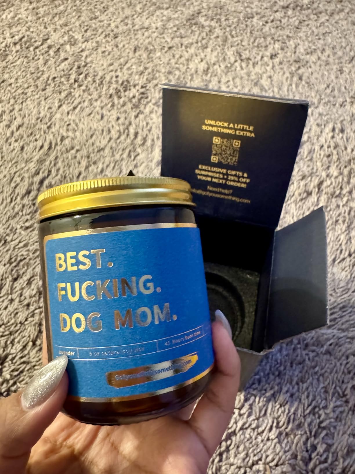 Best Dog Mom, Funny Lavender Vanilla Scented Candle, 100% Soy Wax | Dog Mom Gifts for Women for Christmas or Birthday | Stocking Stuffers for Animal Pet Lovers | New Puppy Gag Birthday Gift from Dogs - Customer Photo 1