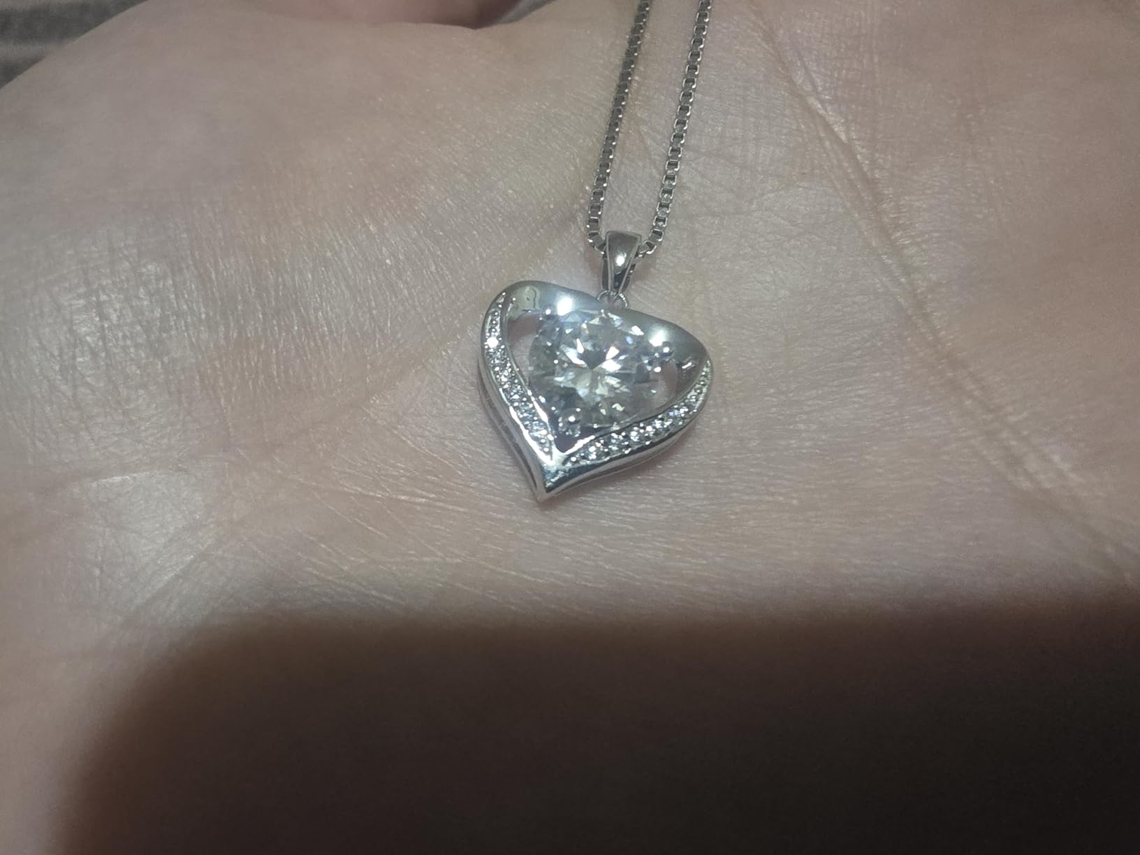 Heart Pendant Necklace Gifts for Wife, Engraved 'I LOVE YOU' Gift for Wife, 1-3 Carat Moissanite Necklace, Anniversary Eternity Jewelry Present for Wife, Birthday Gifts for Women - Customer Photo 1