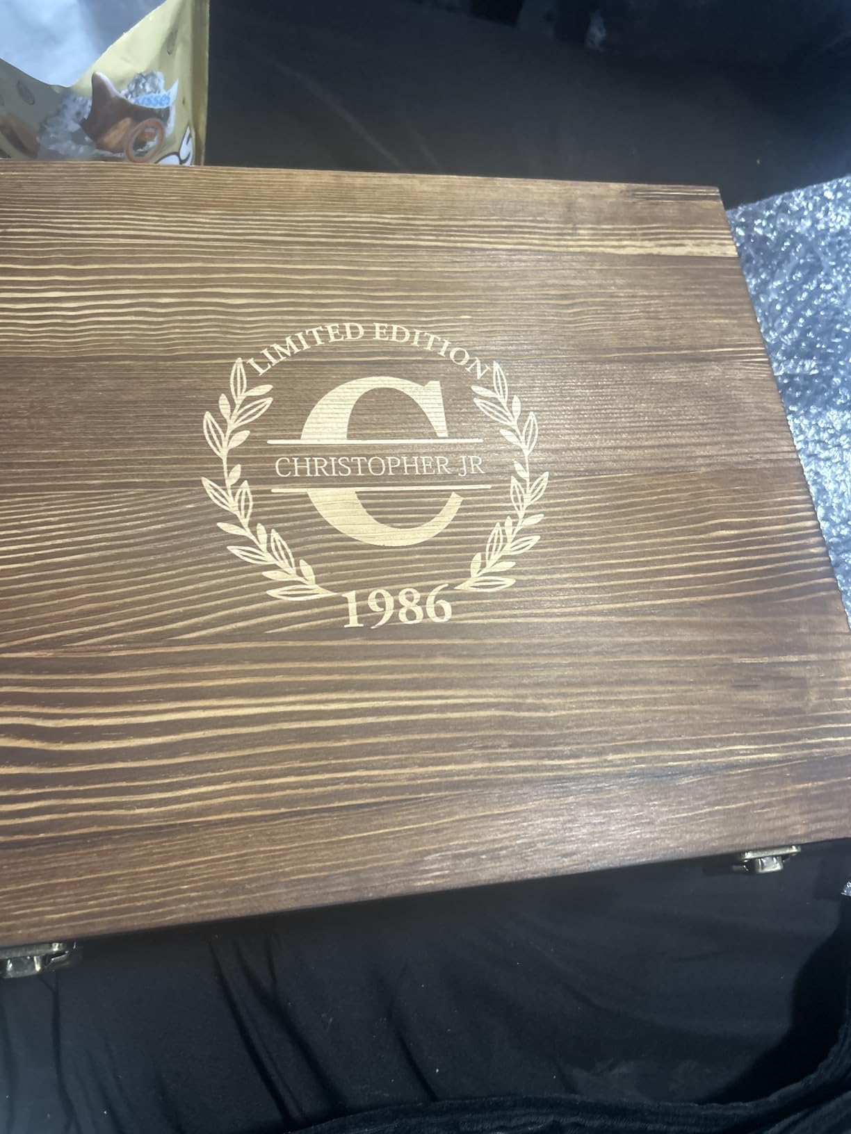 Personalized Whiskey Decanter and Glasses Set - Customized in USA Gift for Him - Engraved 34 oz / 1000ml Rocks Whiskey Decanter, 4 Glasses - Customer Photo 1