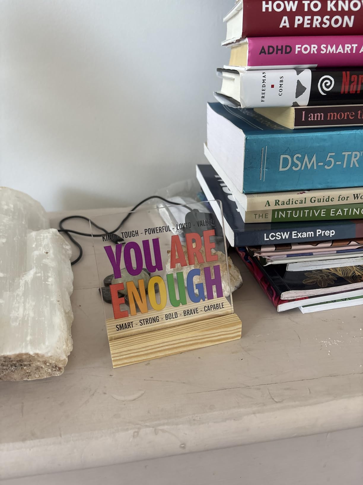 You Are Enough Kind ToughClear Desk Decorative Sign LGBT Pride Acrylic Sign with Stand Lesbian Gay LGBTQ Table Plaque Keepsake Art Décor - Customer Photo 1