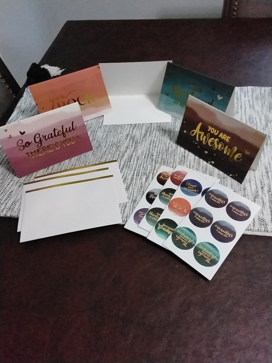 Decorably 50 Pack Gold Foiled 6x4in Employee Appreciation Cards with Envelopes and Stickers, 10 Designs Folded Employee Thank You Cards for Employees, Blank Inside - Promotion, Work Anniversary - Customer Photo 1