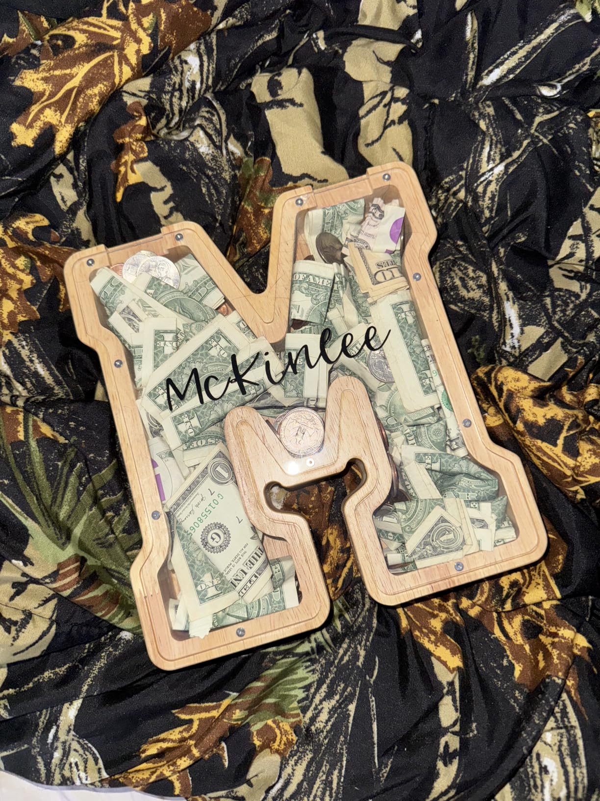 Large Letter Piggy Bank for Kids Boys Girls Wooden Personalized Piggy Banks A-Z with Target Area Clear Alphabet Banknote Coin Banks for Gift Decoration Baptism (A) Customer Review Large Letter Piggy Bank for Kids Boys Girls Wooden Personalized Piggy Banks A-Z with Target Area Clear Alphabet Banknote Coin Banks for Gift Decoration Baptism (A) - Customer Photo 1