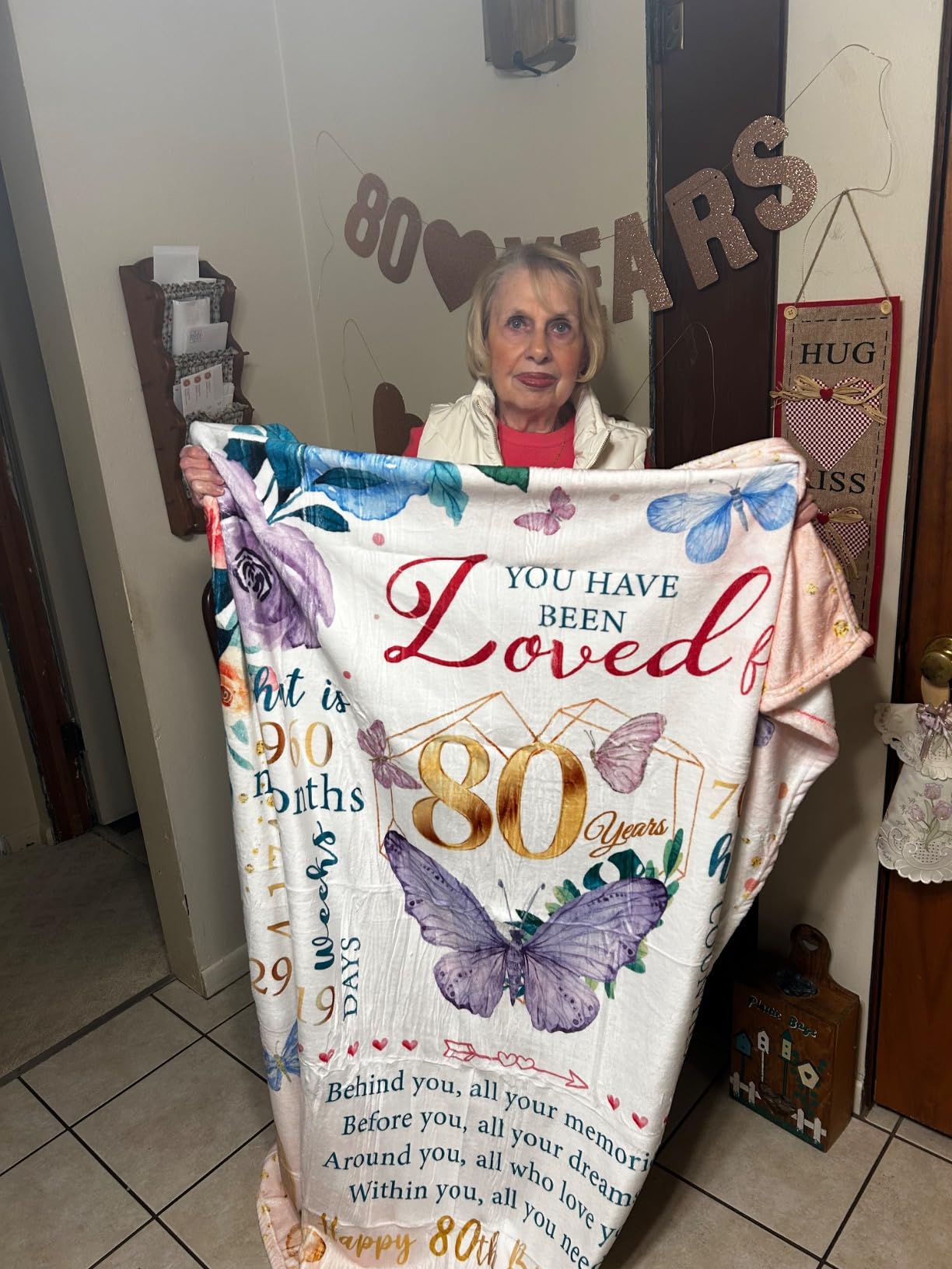 ZWERIVP 80th Birthday Gifts for Women, Best Present for 80 Year Old Woman Birthday, 1945 Present for Women Mom, Happy 80yr Bday Gifts Ideas, 80th Woman Bday Decorations Throw Blanket 50