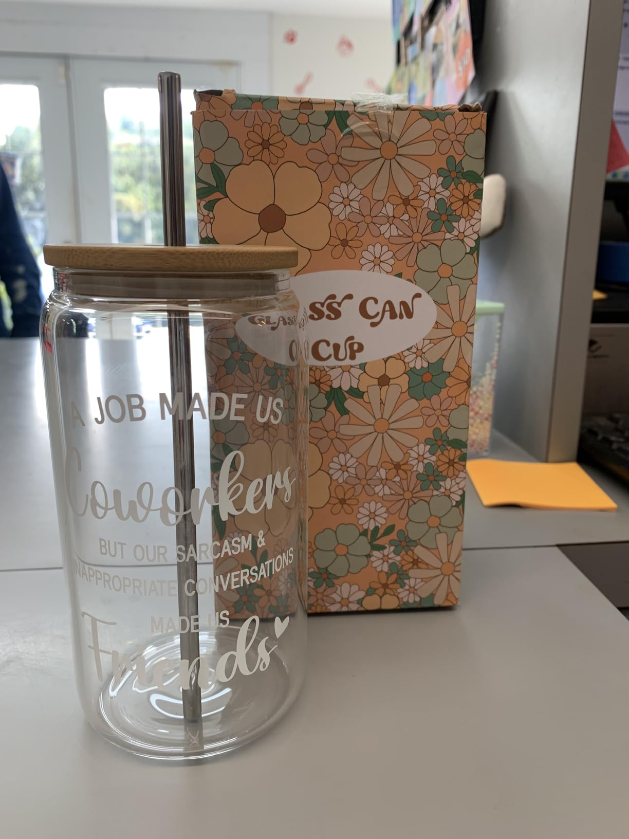 Fairy's Gift Coworker Friendship Glass Coffee Cup, Birthday Gifts for Women Friendship, Funny Coworker Gifts for Women Men Work Friends - Christmas, Going Away Presents for Office Friend Bestie Boss - Customer Photo 2