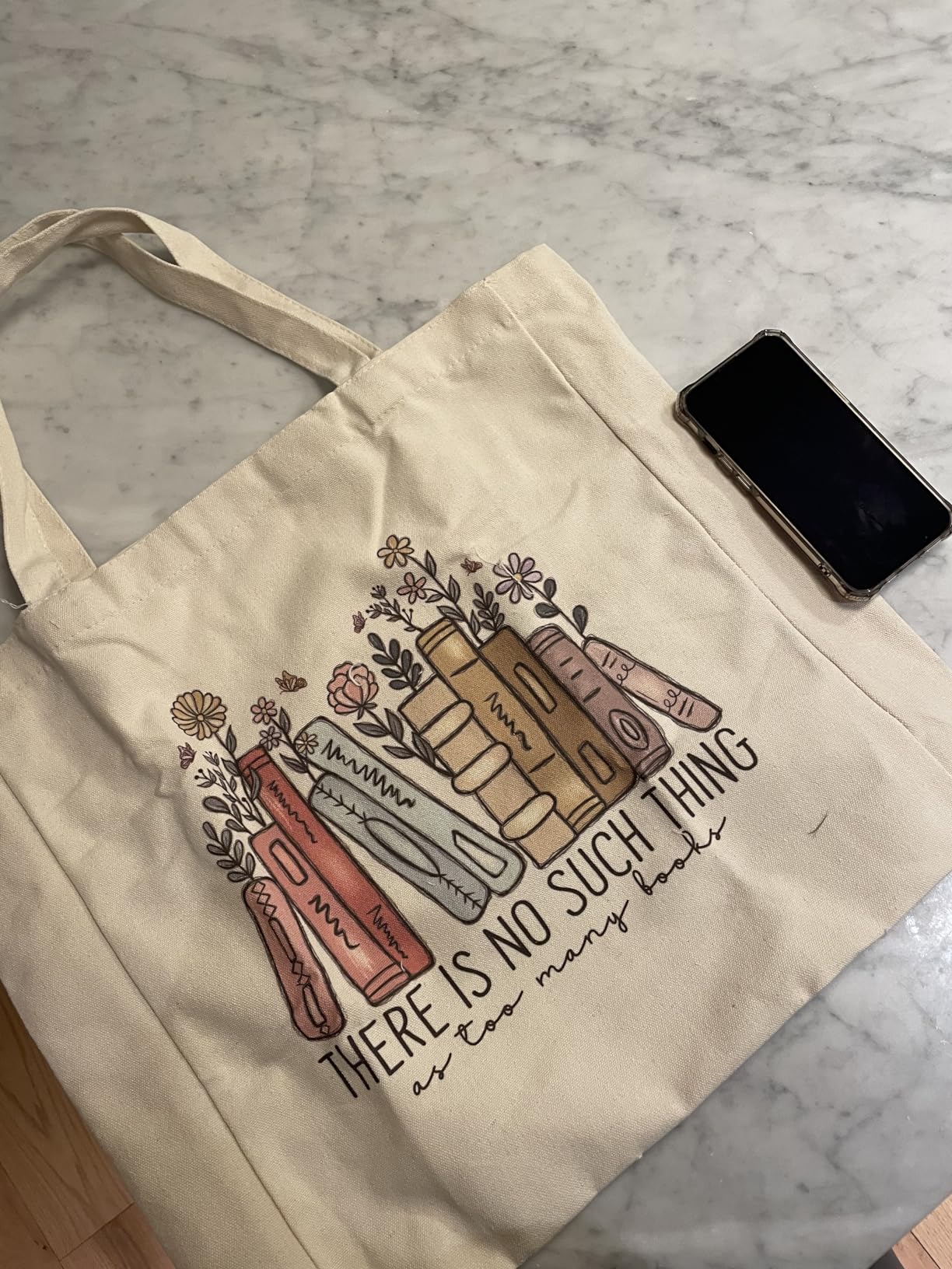 LEADO Cute Canvas Tote Bag with Pockets, Book Lovers Gifts - Thanksgiving, Birthday, Christmas Gifts for Book Lovers Women - Reading Accessories, Librarian, Bookish, Readers, Teacher, Library Present - Customer Photo 2