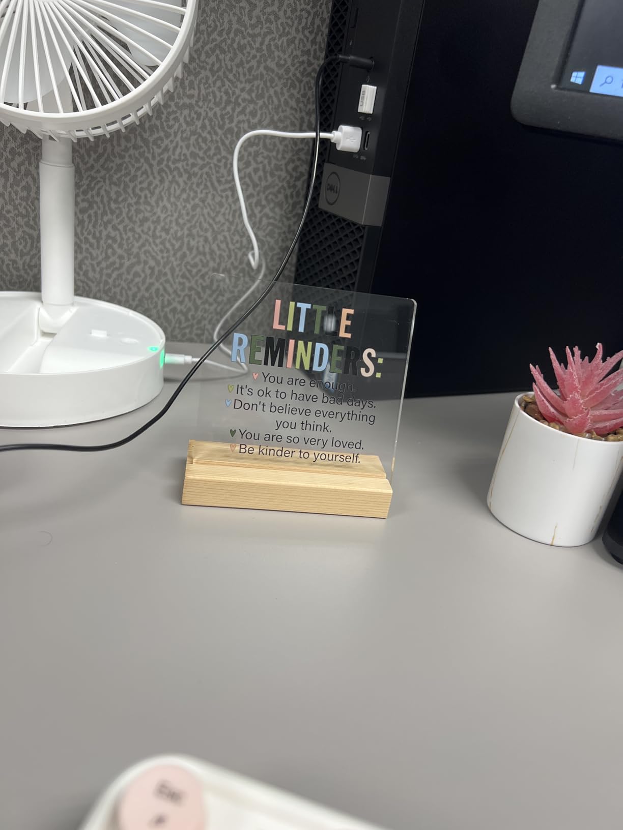 Inspirational Motivational Gifts Employee Appreciation Gifts Little Reminders You are Enough Clear Desk Decorative Sign Acrylic Sign With Wooden Stand for Office Desk Table Shelf - Customer Photo 3