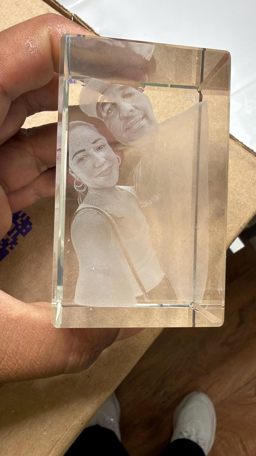 3D Photo Crystal, Christmas Personalized Gifts for Mom, Women, Wife, Dad, Great Xmas Custom Gift, Memorial Gift, Sentimental, Birthday, Anniversary, Couples Gifts - Customer Photo 1