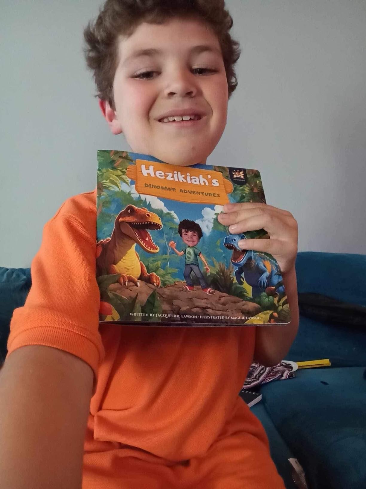 Personalized Children Story Book - Dinosaur Adventure - Customized Name & Photo - Baby Gifts - Kids Engaging Story - Elfink (Soft Cover) - Customer Photo 3