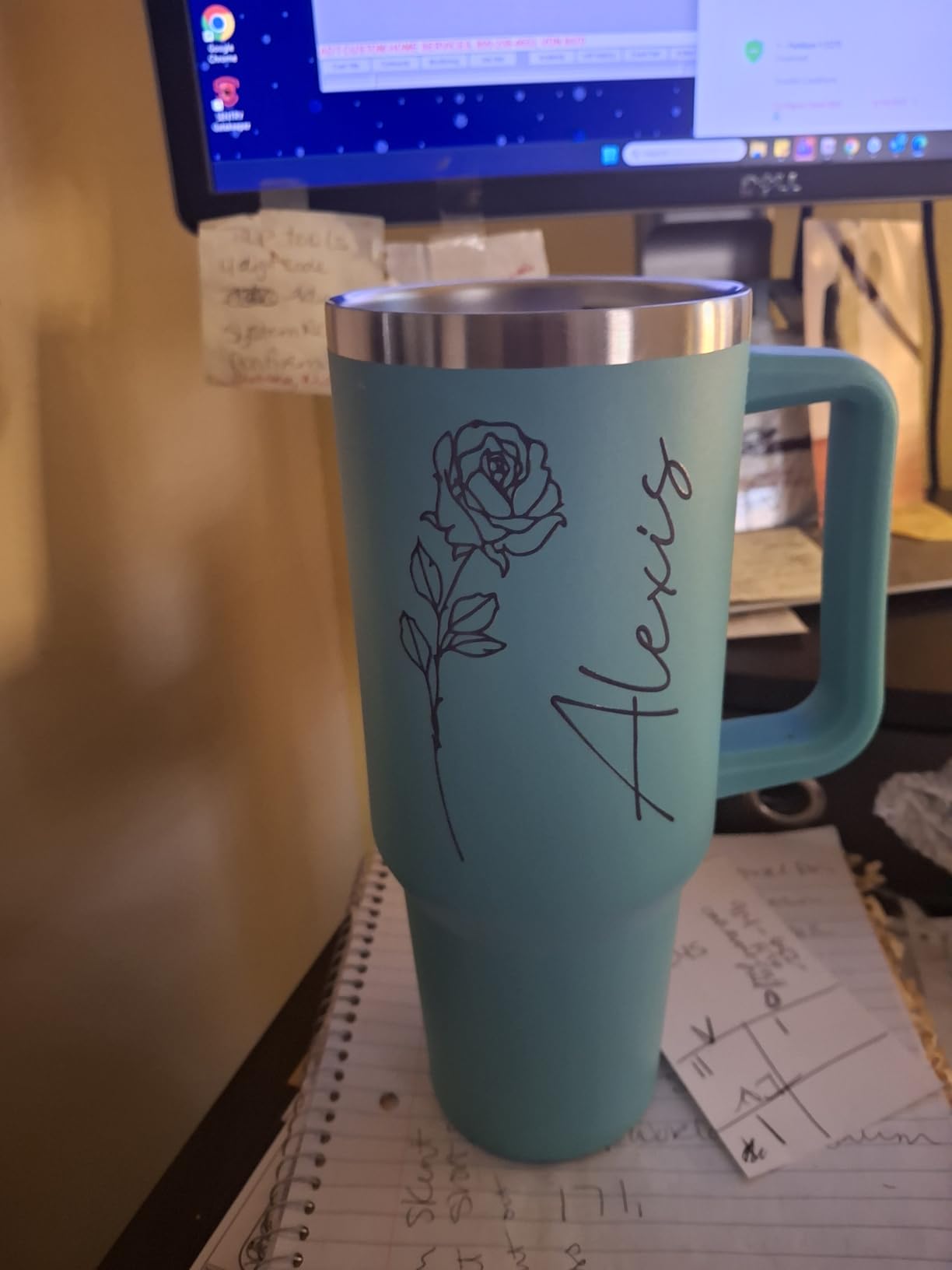 Personalized 40 Oz Tumbler with Handle and Straw, Custom Cup with Name & Birth Flower, Stainless Steel Travel Coffee Tumbler,Personalized Christmas Birthday Gifts for Women, Teen Girls - Customer Photo 1