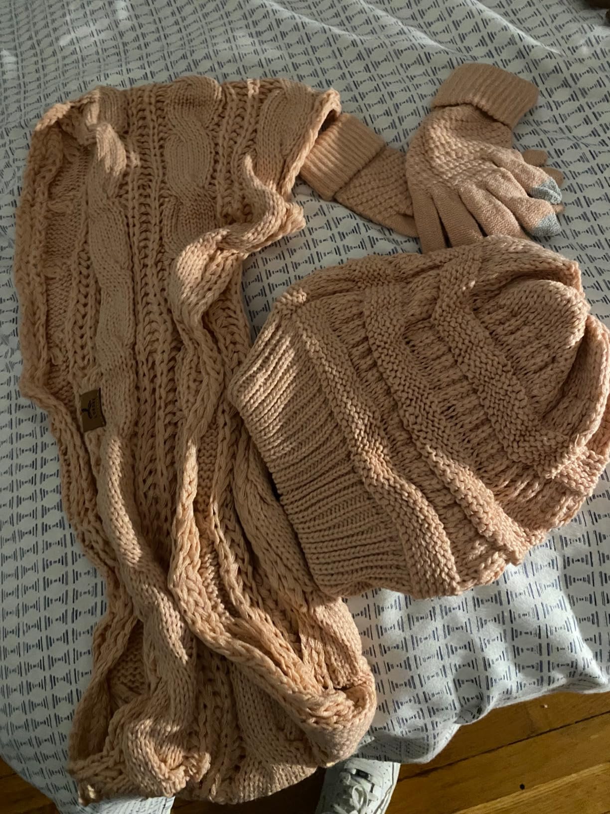 Winter Beanie Hat Scarf Gloves, Warm Fleece Knit Hats Touch Screen Gloves Neck Scarf Set Winter Gifts for Unisex Adult - Customer Photo 1