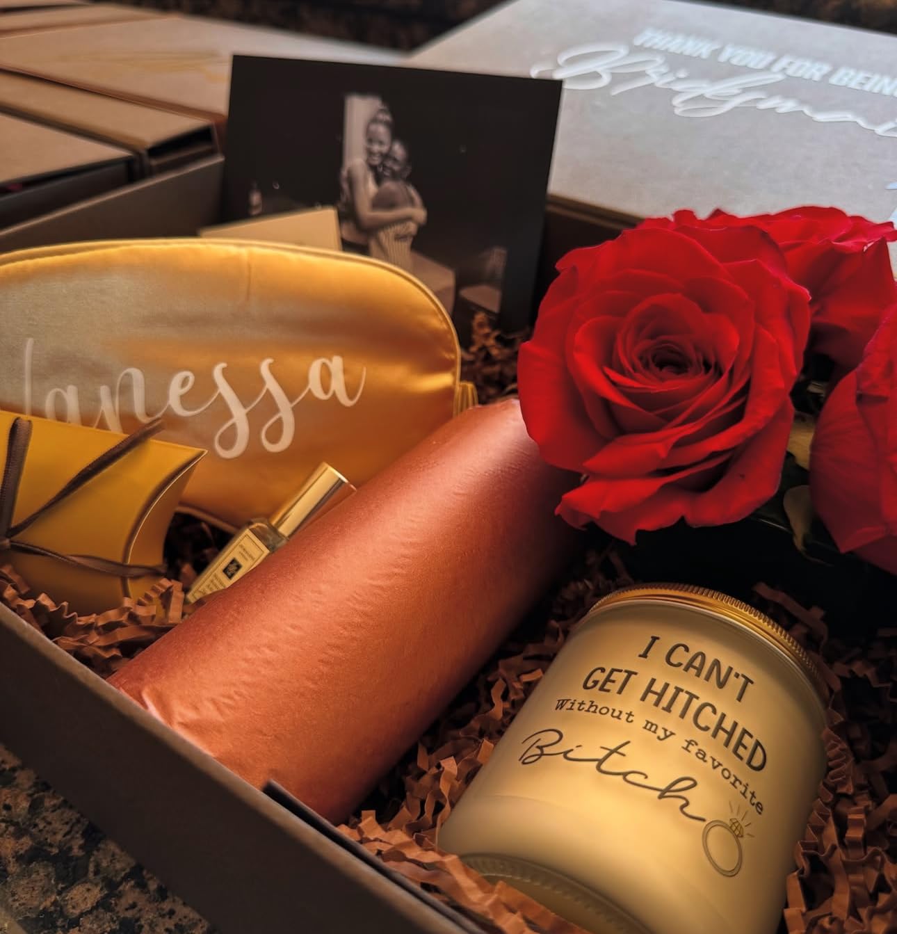 Bridesmaid Proposal Gifts, Maid of Honor Gift from Bride, Matron of Honor, Bridal Party, Bachelorette Present for Wedding Day - Funny Lavender Scented Candle for Friend Sister Women - Customer Photo 2