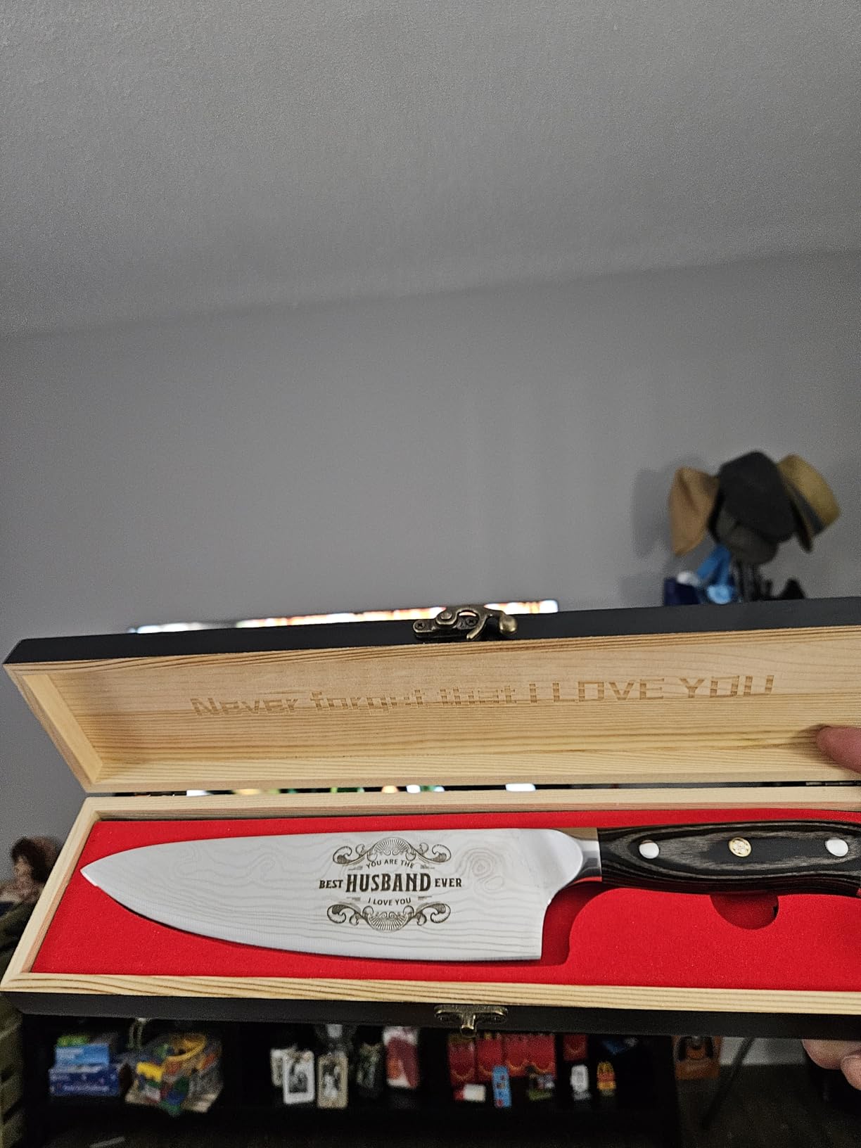 Funistree Dad Gifts from Daughter Wife Son, Best Dad Ever Kitchen Knife Gift Set with Wooden Box, Dad Christmas Birthday Gift Ideas, 8