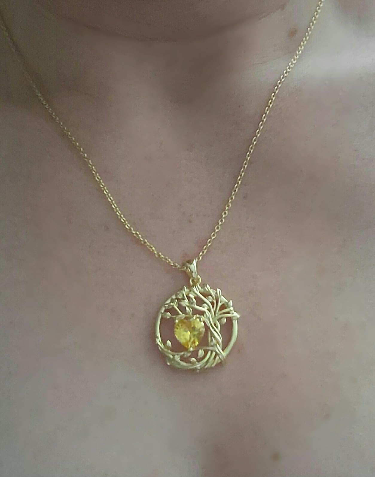 FANCIME Tree of life Birthstone necklace Sterling Silver Pendant Birthstone Necklace Gemstone Anniversary Birthday Jewelry Christmas Gifts for Mom Her Wife - Customer Photo 2