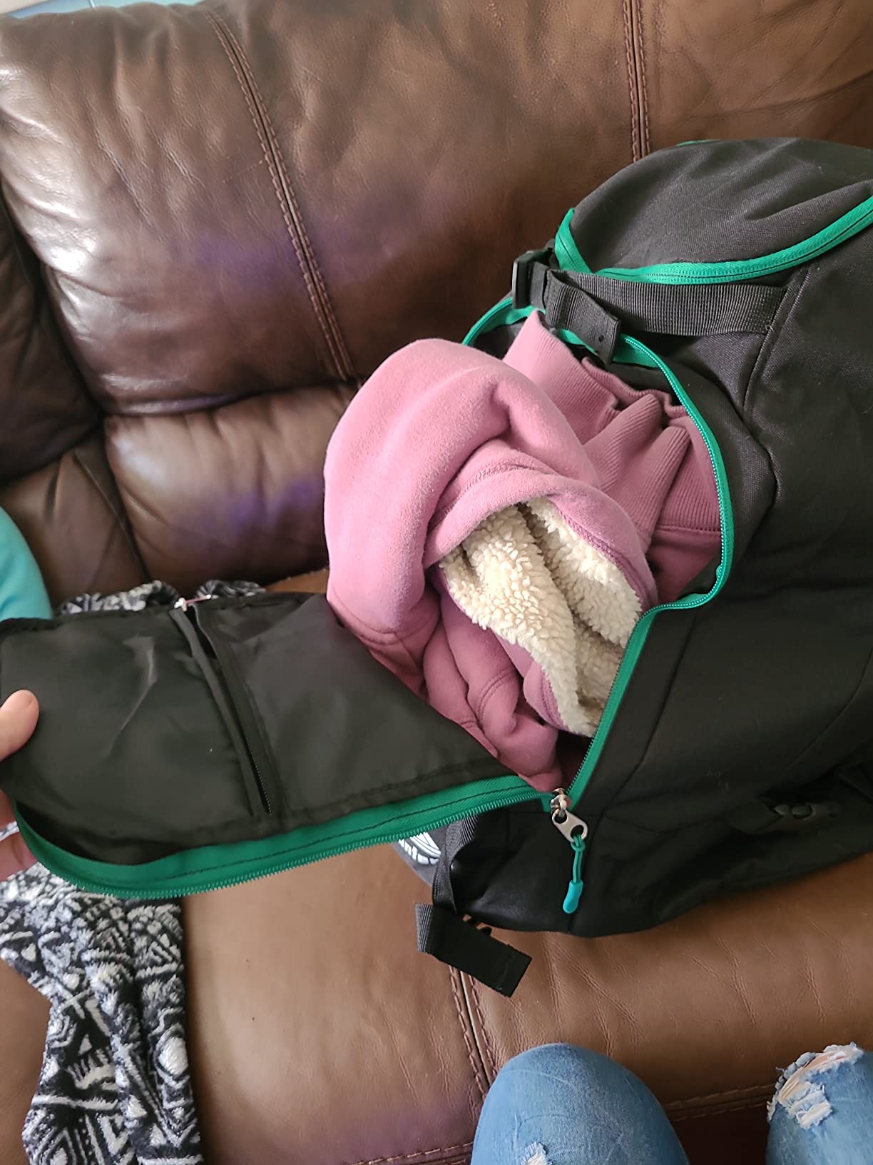 Ski Boot Bag Black Cooler Backpack 50L Waterproof Snowboard Travel Luggage Snow Bags for Youth Men Ski Helmet Goggles Gloves Skiing Gear Accessories - Customer Photo 2