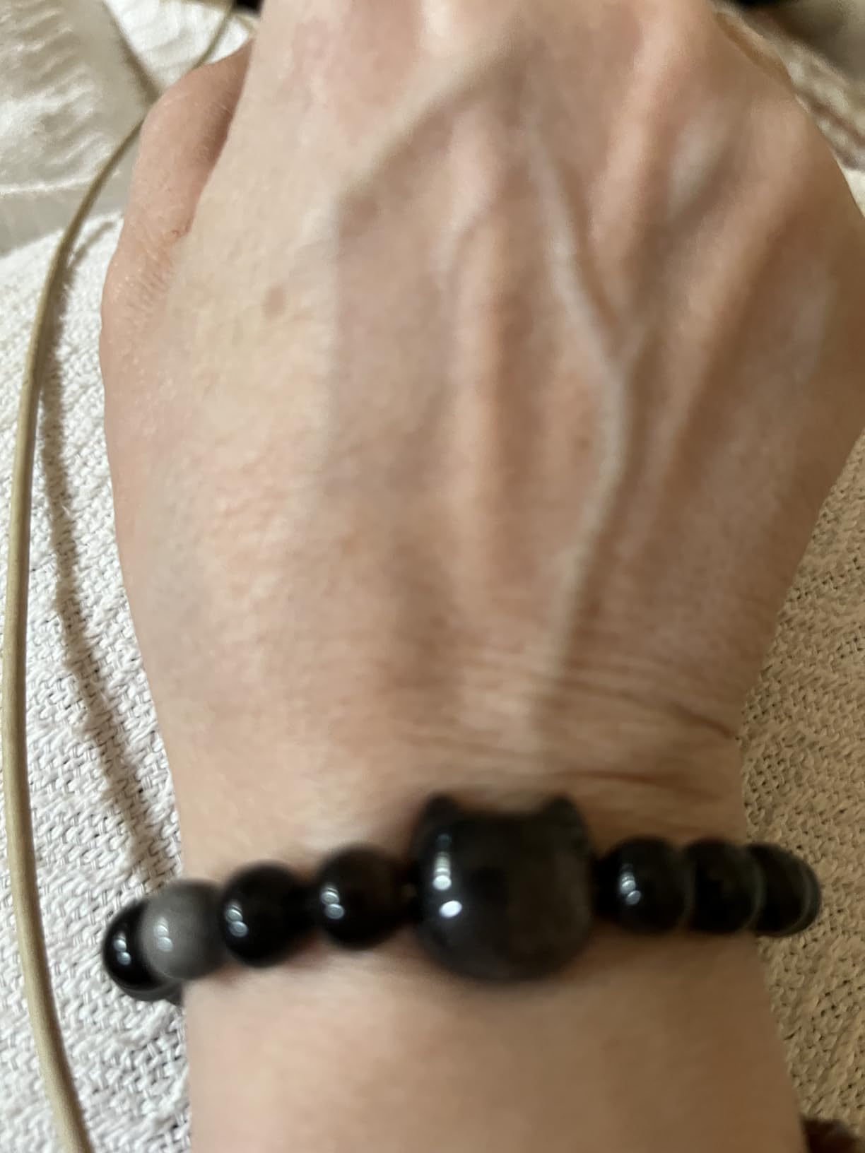 Money Attraction Cat Bracelet - Black Obsidian Women Bracelets -Wealth Prosperity Abundance Stone Bead Bracelet, Entrepreneur Business Luck Beaded Bracelets,Spiritual Mood Energy Cute Protection Stretch Bracelet,Health Good Luck Feng Shui Bracelets For Women Gifts For Women - Customer Photo 1