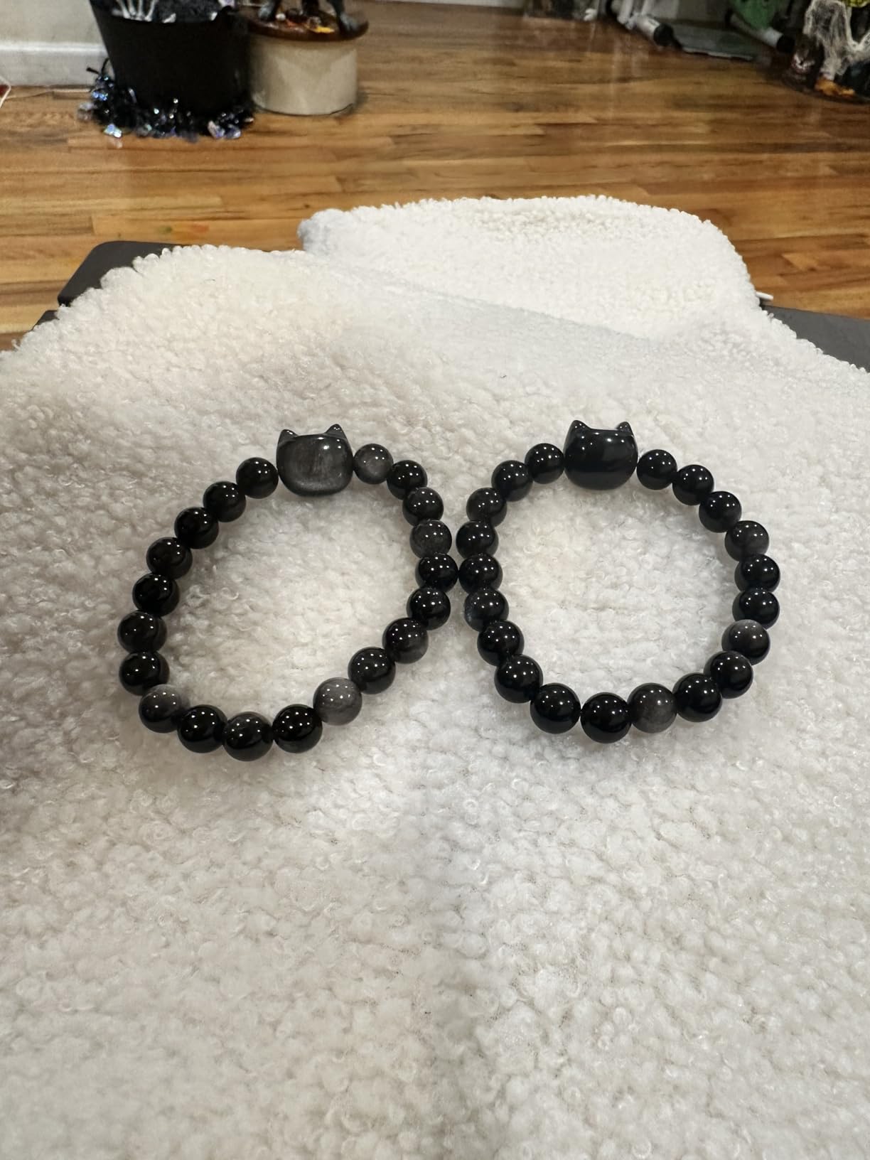 Money Attraction Cat Bracelet - Black Obsidian Women Bracelets -Wealth Prosperity Abundance Stone Bead Bracelet, Entrepreneur Business Luck Beaded Bracelets,Spiritual Mood Energy Cute Protection Stretch Bracelet,Health Good Luck Feng Shui Bracelets For Women Gifts For Women - Customer Photo 2