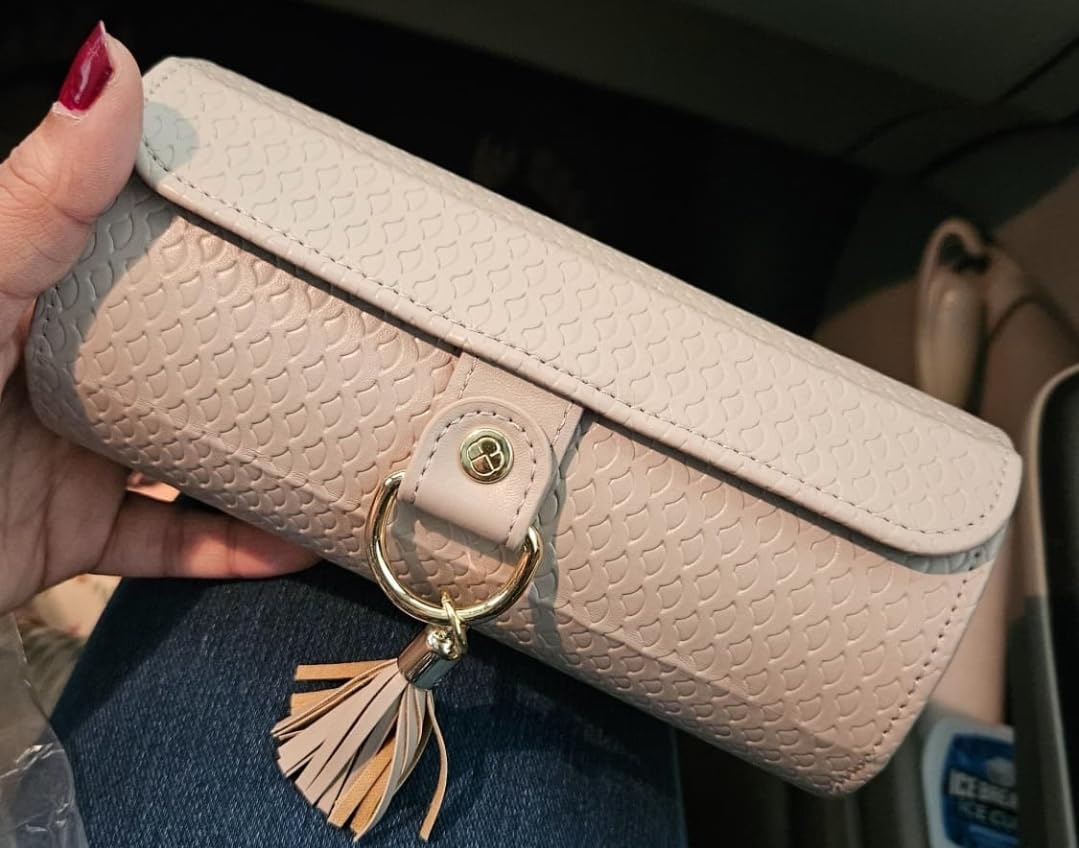 Vlando Gifts 2025 for Women, Girl - Travel Jewelry Oragnizer, 3-Layer Jewelry Storage Box, Travel Essential Accessories for Women, Birthday Gifts for Couples Mom Friends - Grey - Customer Photo 1