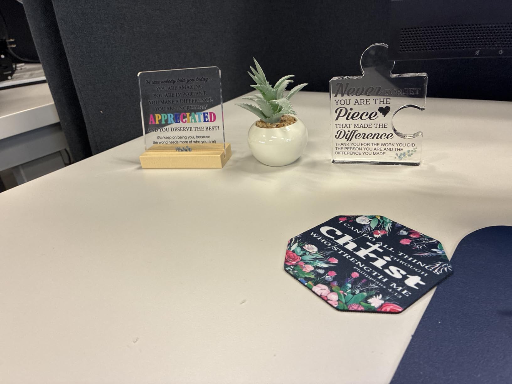 Difference Maker Gifts for Teacher Coach Mentor Boss Leader, Thank You Appreciation Gifts for Coworkers Employee Staff Women Men Motivational Office Desk Decor Cubicle Acrylic Sign, 4 x 4 Inches - Customer Photo 1