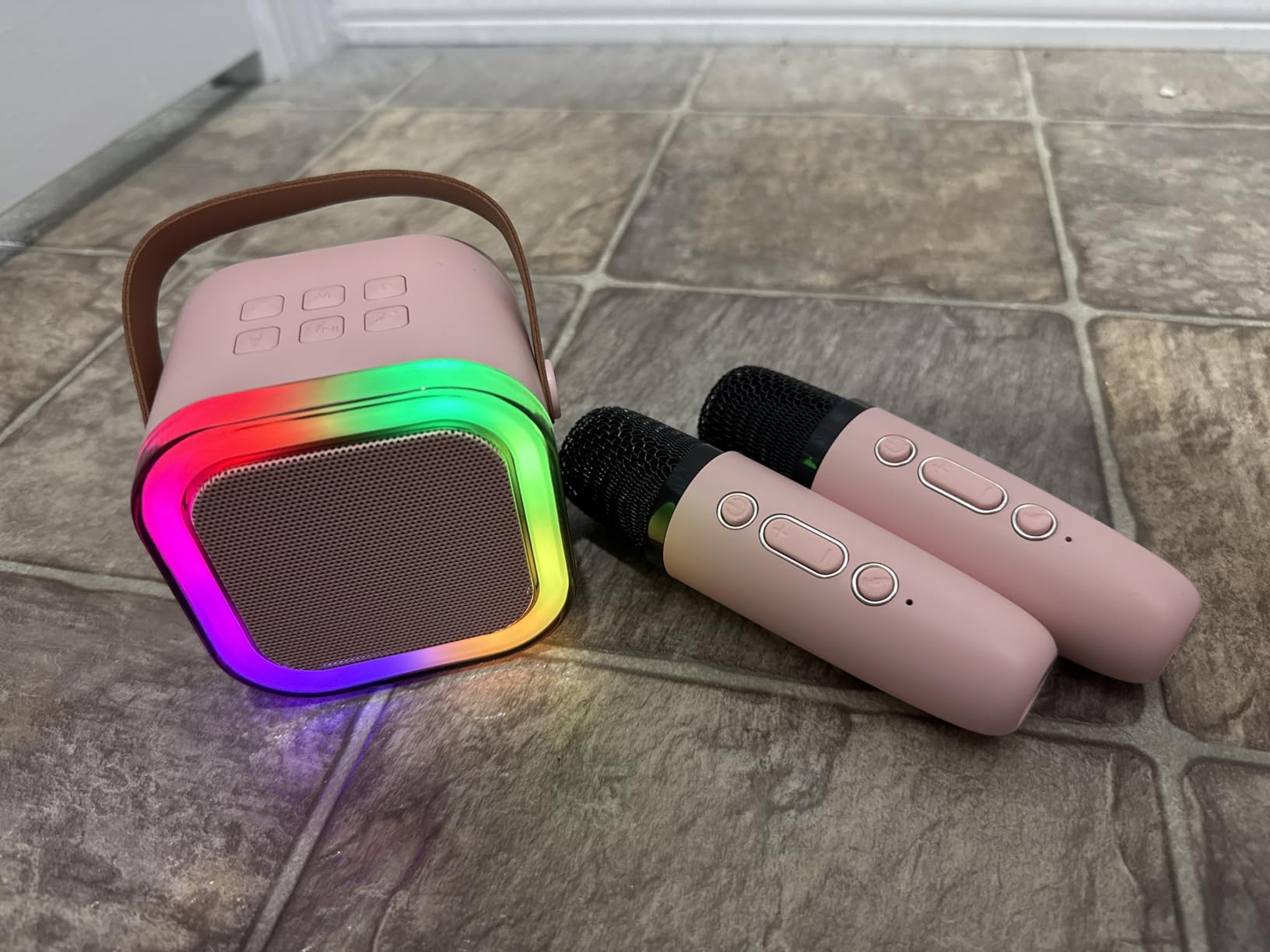 Mini Karaoke Machine for Kids, 2025 TOP Toys Christmas Birthday Gifts Ideas for Girls Ages 4, 5, 6, 7, 8, 9, 10, 12+ Years Old, Portable MP3 Player with 2 Wireless Mics for Party - Customer Photo 2