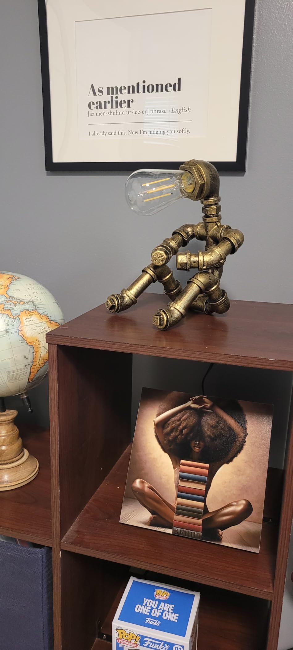 Steampunk Table Lamp, Vintage Industrial Metal Robot Table lamp, Water Pipe Table Lamp, Robot Style Desktop Light for Bedside Desk Bar Cafe Desktop Room Decoration - Customer Photo 1