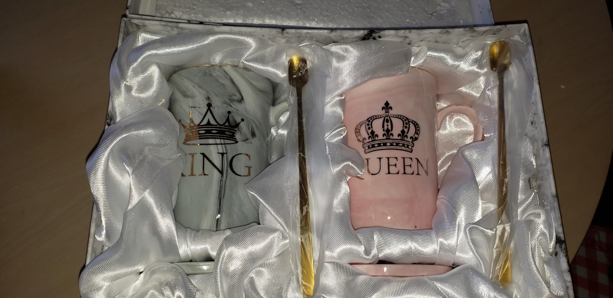 Cabtnca King and Queen Mug Set, Couples His and Hers Gifts for Christmas, Funny Coffee Mug Set for Couples, Wedding Engagement Newlyweds Gifts for Husband and Wife, 14 Oz with Gift Box Customer Review Cabtnca King and Queen Mug Set, Couples His and Hers Gifts for Christmas, Funny Coffee Mug Set for Couples, Wedding Engagement Newlyweds Gifts for Husband and Wife, 14 Oz with Gift Box - Customer Photo 2