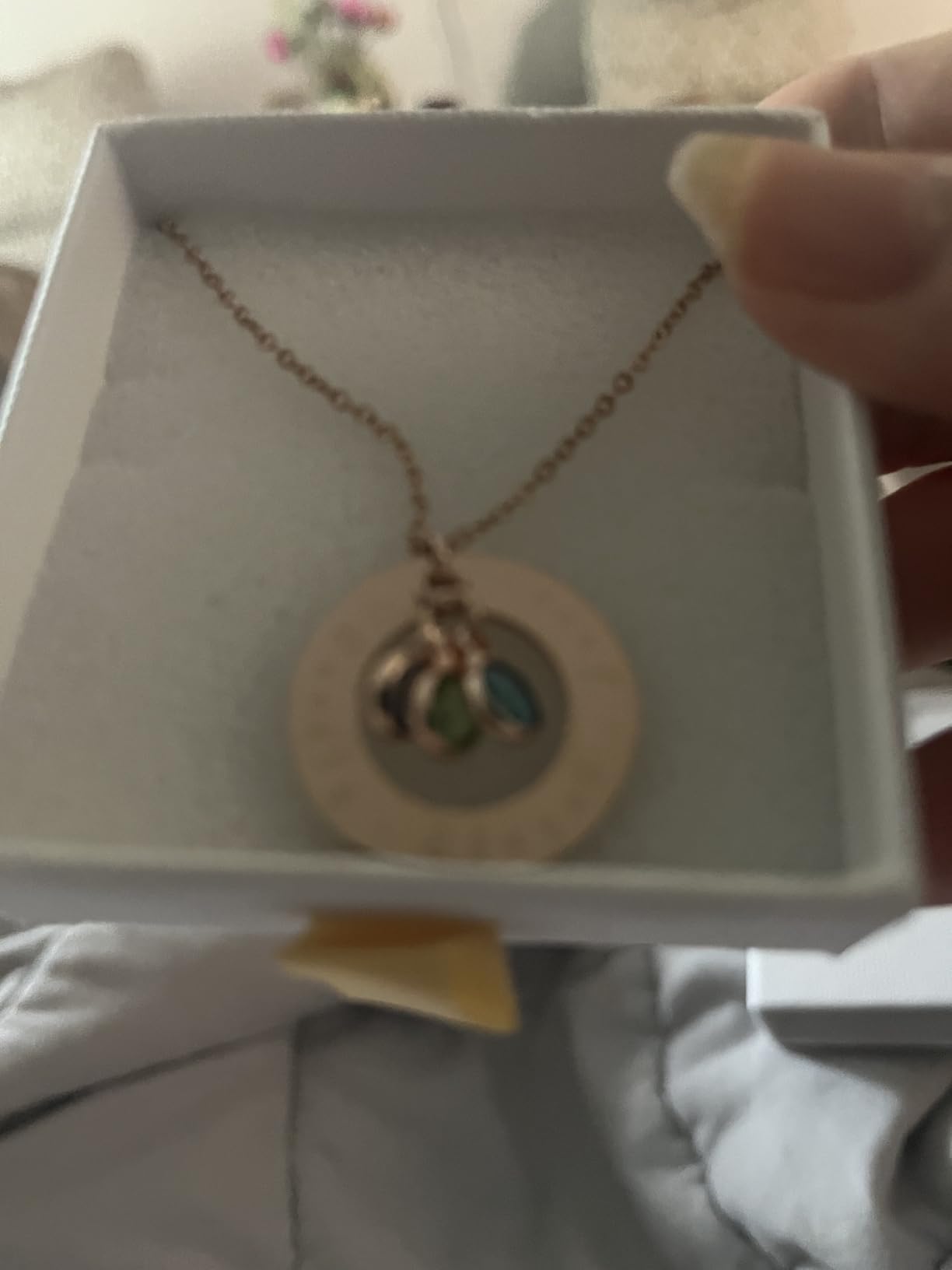 Birthstone Necklace for Mom 1 to 5 Kids Names and Birth Month Stones, Custom Family Jewelry for Women, Personalized Birthday Day, Mother's Day Gift for Wife Girlfriend, Grandma, 18k Gold Plated - Customer Photo 2