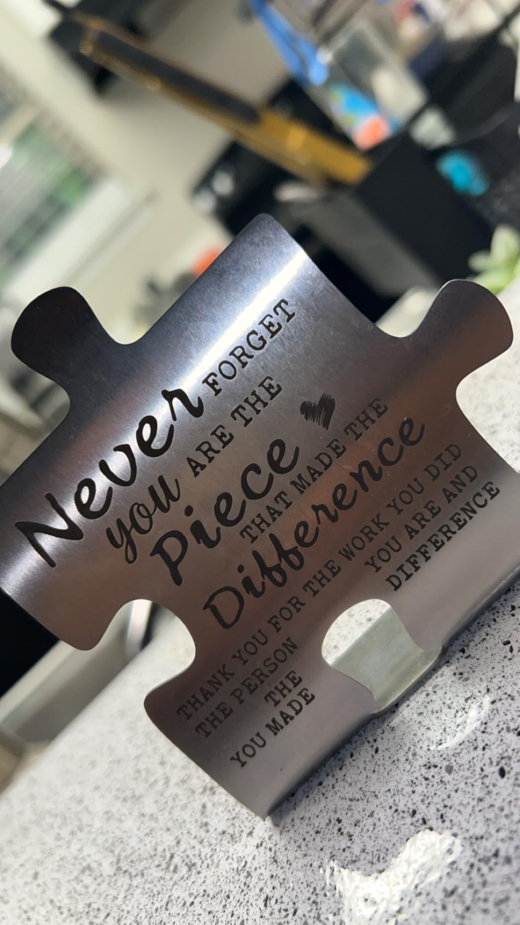 Thank you Appreciation gifts for Mentor Teacher Nurse, Going Away Gift Retirement Gift for Coworker Boss, Never forget you are the Piece that Made the Difference, Funny Office Desk Decor - Customer Photo 2