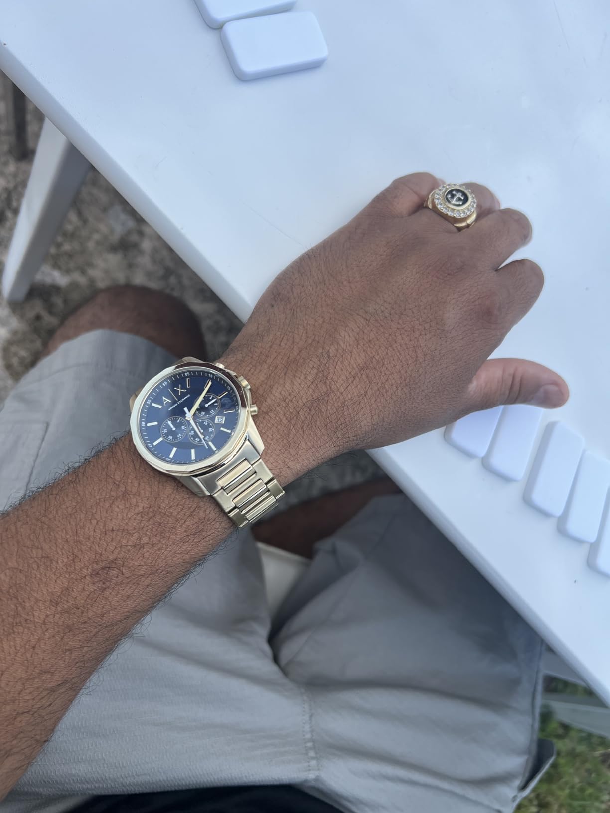 A|X Armani Exchange Chronograph Dress Watch for Men with Stainless Steel, Silicone or Leather Band - Customer Photo 3