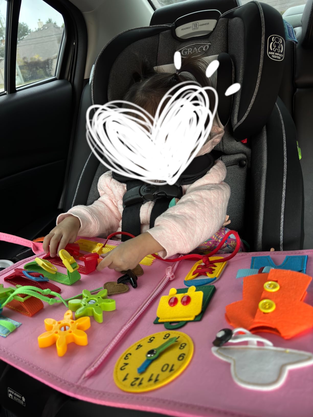 hahaland Busy Board Montessori Toys - 3 Year Old Girl Gifts Birthday Gift Ideas - 8 in 1 Preschool Learning Activities - Christmas Toddler Stocking Stuffers Gifts - Customer Photo 1