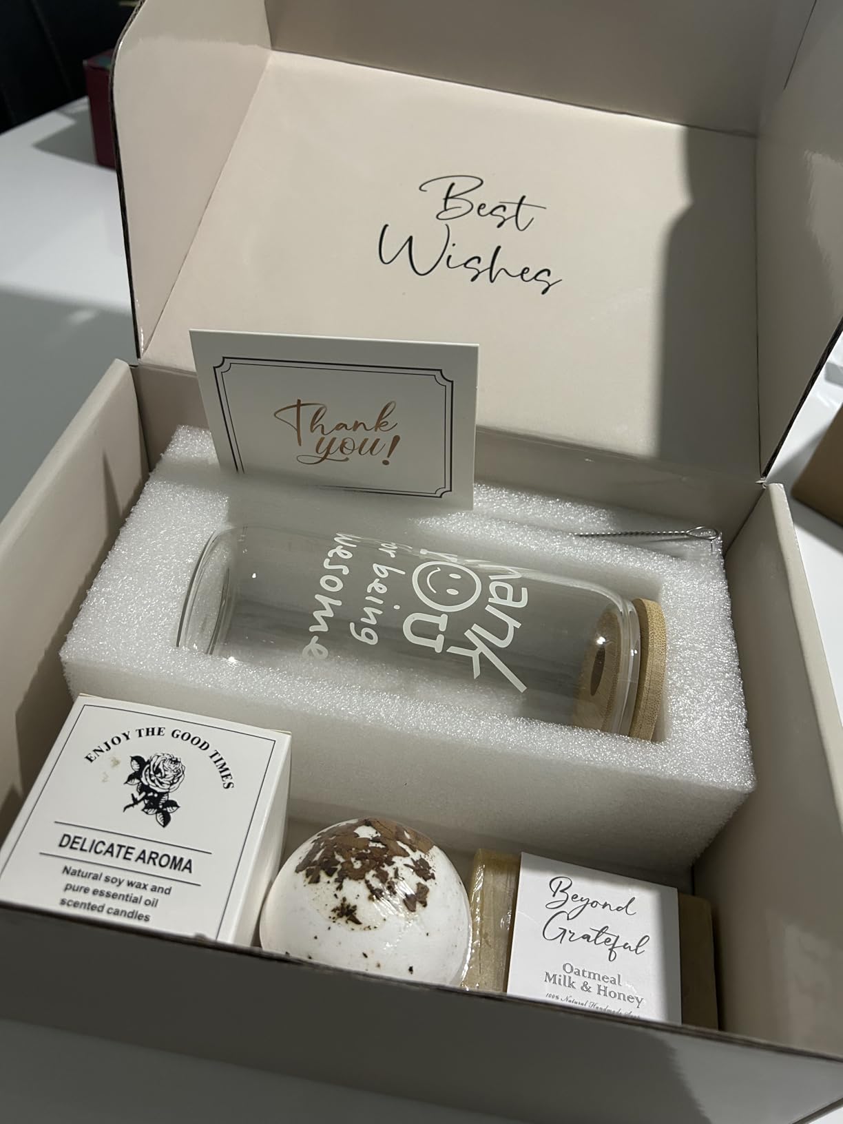 Thank You Gifts for Women, Teacher Appreciation Gifts, Employee Appreciation Gift for Coworkers Employees Teachers Nurse Secretary w Thanks Cards, Awesome Glass Cup - Customer Photo 2