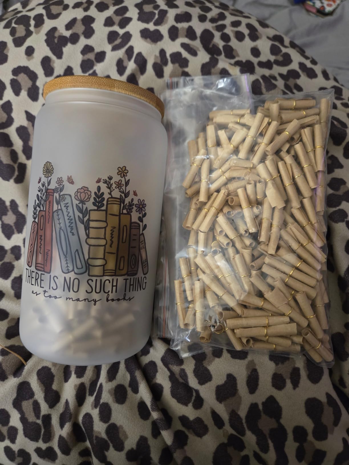 LEADO 16 oz Cute Glass Cups with Lids and Straws - Book Lovers Gifts - Bookish Present, Birthday, Christmas Gifts for Book Lovers Women, Readers, Bookworm, Girls - Coffee Tumbler, Reading Accessories - Customer Photo 1