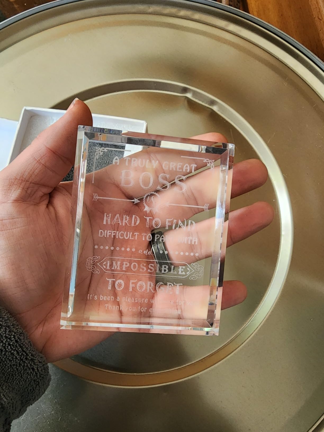 Movdyka Boss Gifts for Men Women Crystal Keepsake Best Boss Ever Appreciation Gifts for Boss Lady Christmas Boss Day Desk Decoration with Led Base - Customer Photo 1