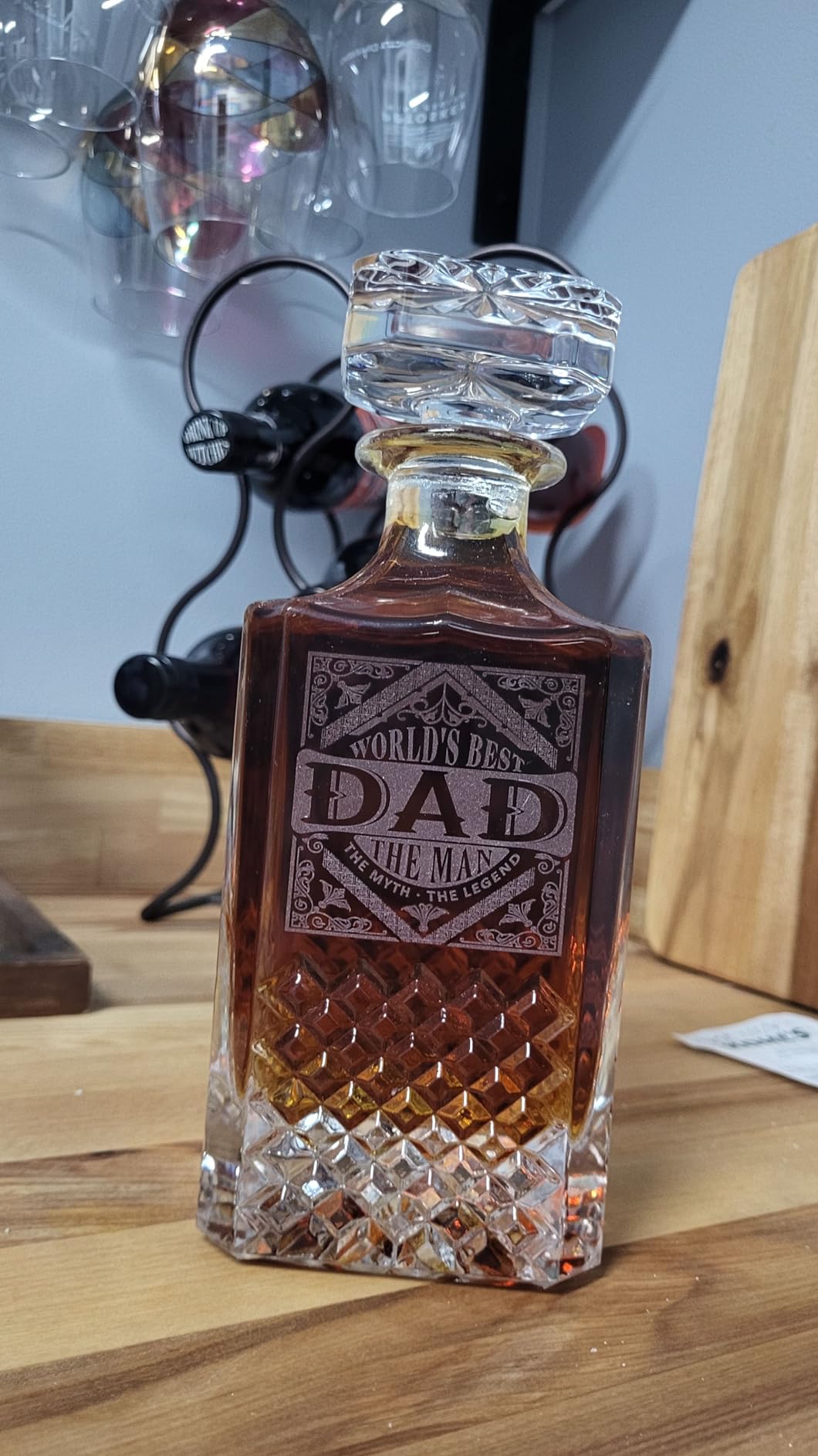 PONPUR 1965 60th Birthday Gifts For Men Dad, 1965 Laser Whiskey Decanter Set with Gift Box, Anniversary Bday Gift Ideas for Him Husband, 60 Years Decorations, Whiskey Glasses & Whisky Stones Inc. - Customer Photo 3