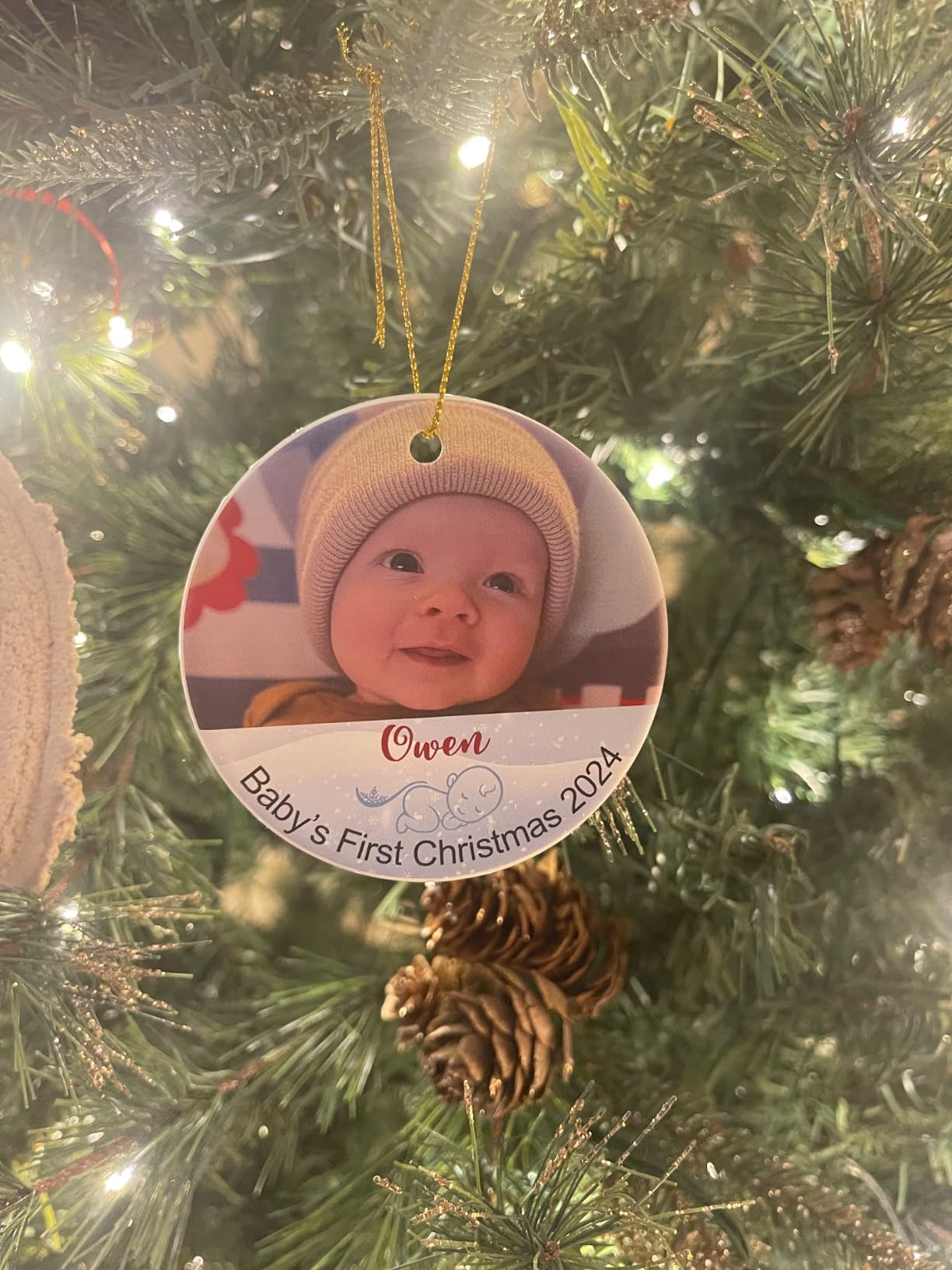 Personalized Photo Christmas Ornaments 2025 - Babys First Christmas Ornament 2025 with Customized Picture and Name, Personalized Baby Gifts for Newborn, New Mom Dad, Grandson, My First Christmas Tree Customer Review Personalized Photo Christmas Ornaments 2025 - Babys First Christmas Ornament 2025 with Customized Picture and Name, Personalized Baby Gifts for Newborn, New Mom Dad, Grandson, My First Christmas Tree - Customer Photo 1