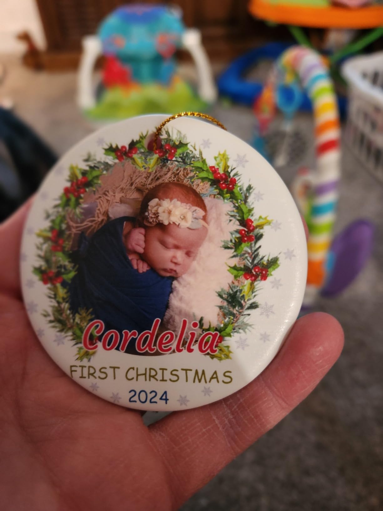 Personalized Photo Christmas Ornaments 2025 - Babys First Christmas Ornament 2025 with Customized Picture and Name, Personalized Baby Gifts for Newborn, New Mom Dad, Grandson, My First Christmas Tree Customer Review Personalized Photo Christmas Ornaments 2025 - Babys First Christmas Ornament 2025 with Customized Picture and Name, Personalized Baby Gifts for Newborn, New Mom Dad, Grandson, My First Christmas Tree - Customer Photo 3