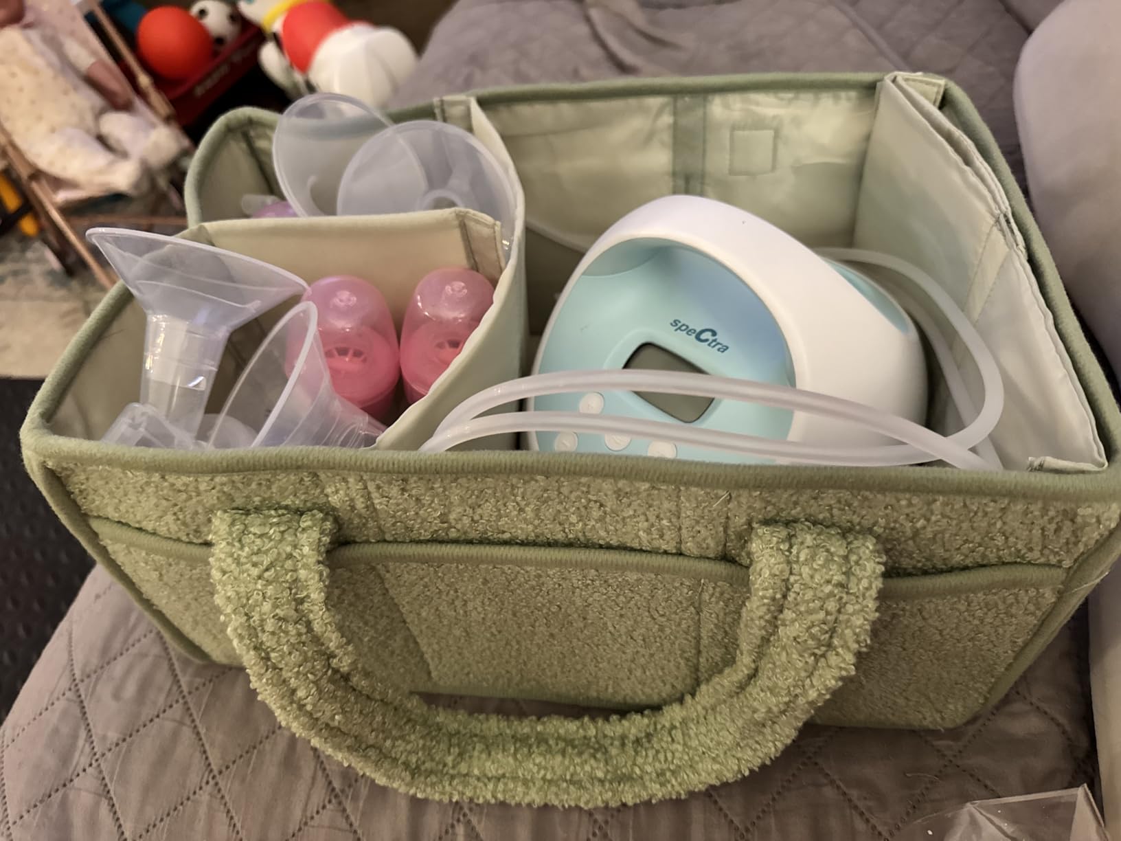 PeraBella Baby Diaper Caddy Organizer with Handle, Boy & Girl Shower Gift Basket, Portable Diaper Storage Basket Bin for Wipes, Newborn Baby Essentials Registry Search Must Haves, Car Caddy Organizer - Customer Photo 3