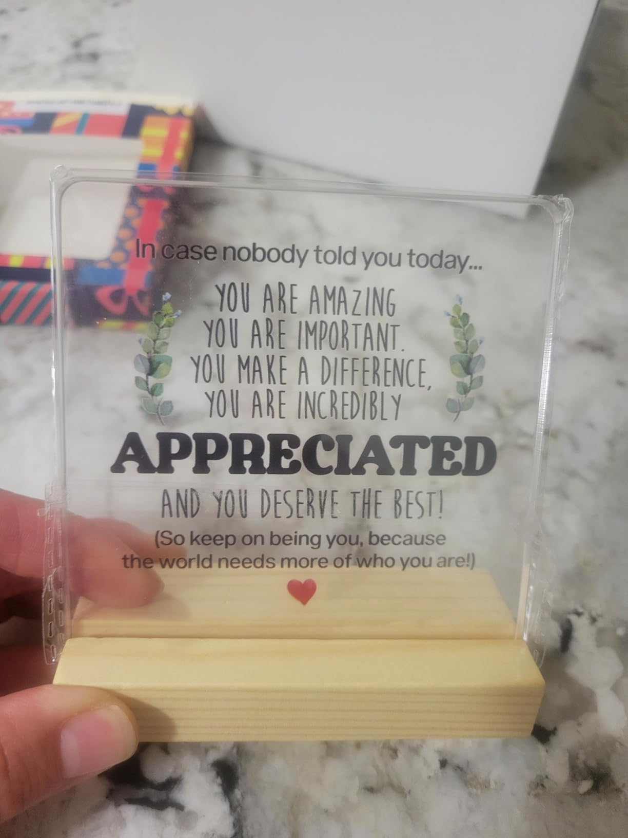 Inspirational Gift Ideas - Thank You Gifts for Women Men Friends - Appreciation Gifts for Coworker - Motivational Quote Clear Desk Sign Decor Home Office Desk Decor (4 x 4 Inches) - Customer Photo 2