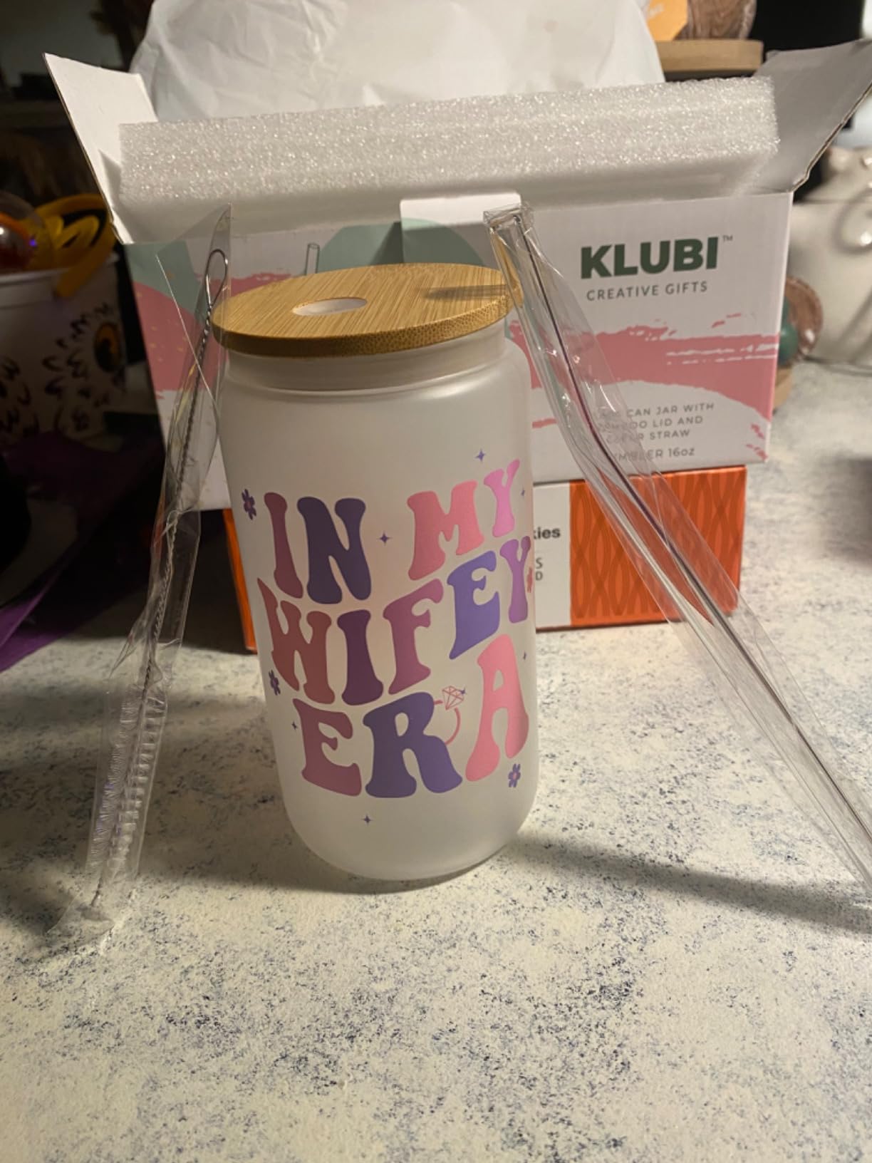 KLUBI In My Mom Era Cup 16oz Gifts for New Mom Gifts Mom Glass Cup with Straw Mom Mug Best Mom Gifts Mom Cups Mom Birthday Gifts for Mom Birthday Gifts for New Mothers Presents for Mom Mama Gifts - Customer Photo 4