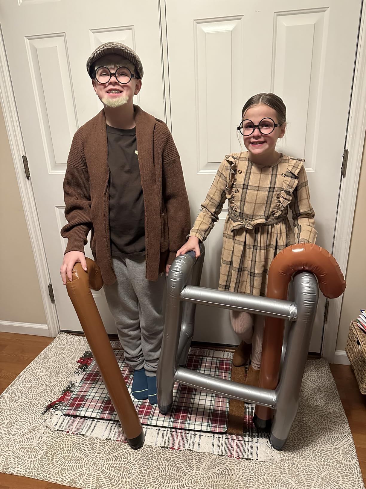 2 PCS Inflatable Walker and Cane,Funny Old Age Costume Accessories,Retirement Party Decorations Gag Gift - Customer Photo 1