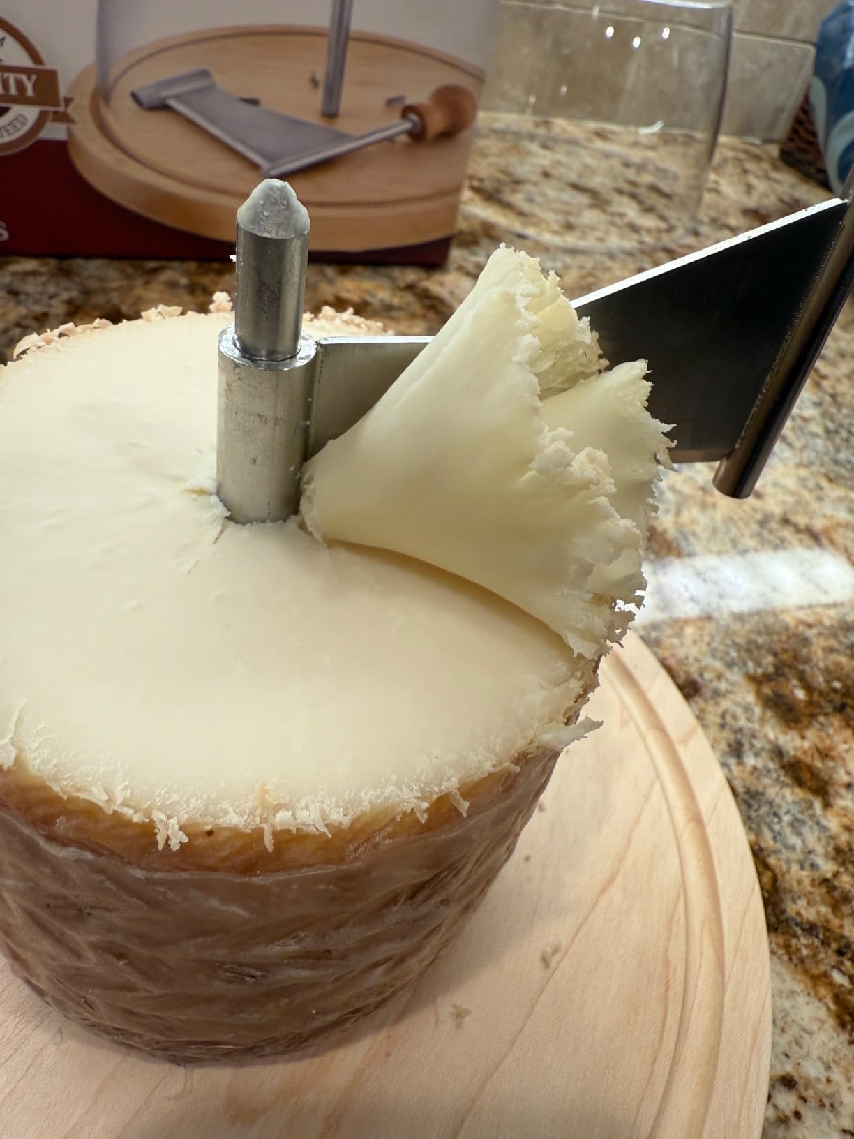 Modern Innovations Cheese Curler, Tete de Moine Cheese Curler, Cheese Shaver for Hard Cheese and Chocolate, Girolle Cheese Shaver, Wood Cheese Curler with Stainless Steel Knife and Acrylic Lid - Customer Photo 2