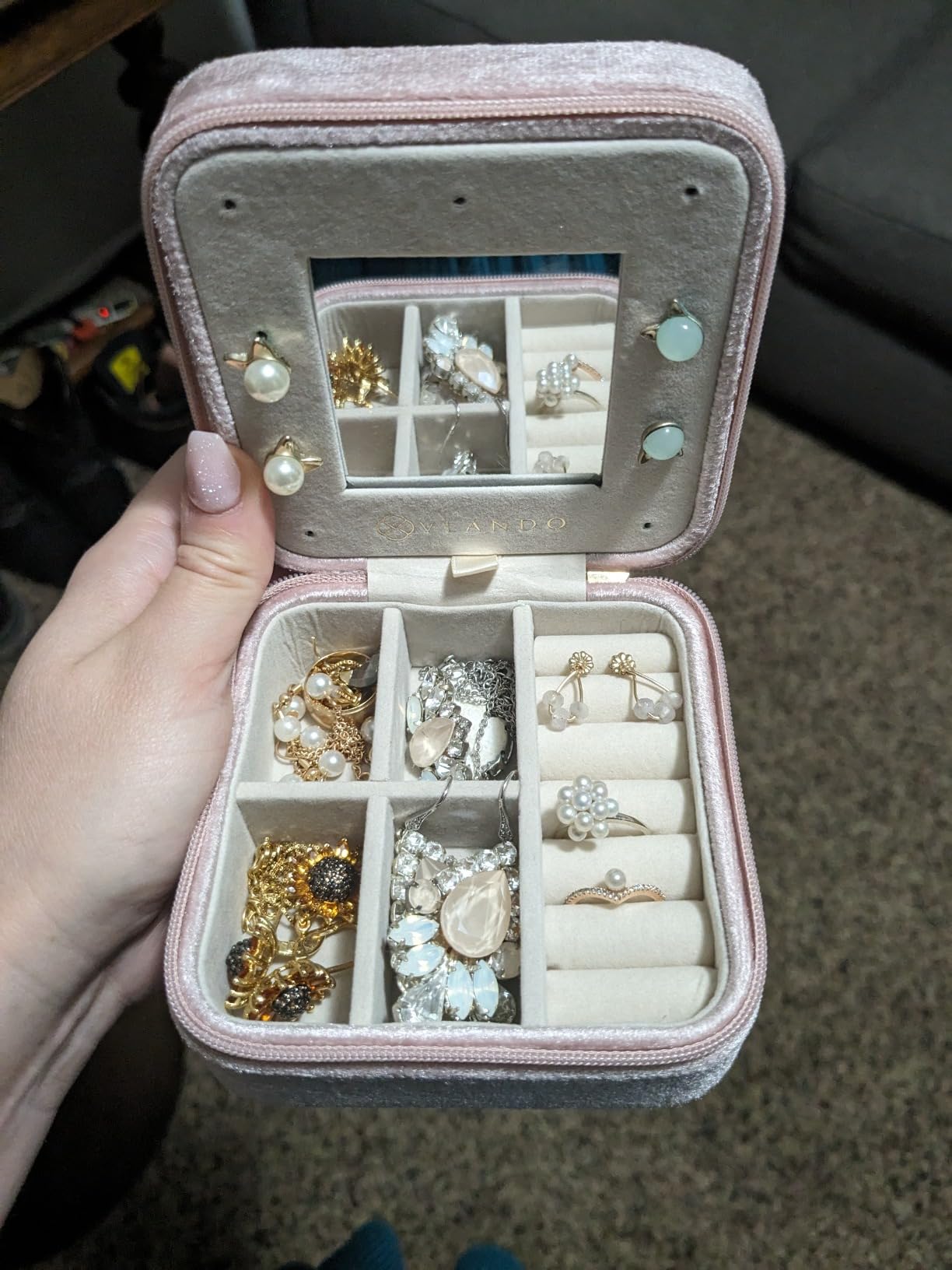 Vlando Graduation Gifts for Her, Graduation Travel Gifts for Women, 2025 Graduation Gifts Travel Accessories for Girls, Graduation Travel Essentials Small Jewelry Box - Letter N, Pink - Customer Photo 2