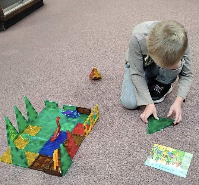 Coodoo Dinosaur Toys Magnetic Tiles - Magnet Building Blocks for Toddler Kids Toys STEM Sensory Outdoor Toy for 3+ Year Old Boys and Girls, Dinosaur World Creative Games Kids - Customer Photo 2