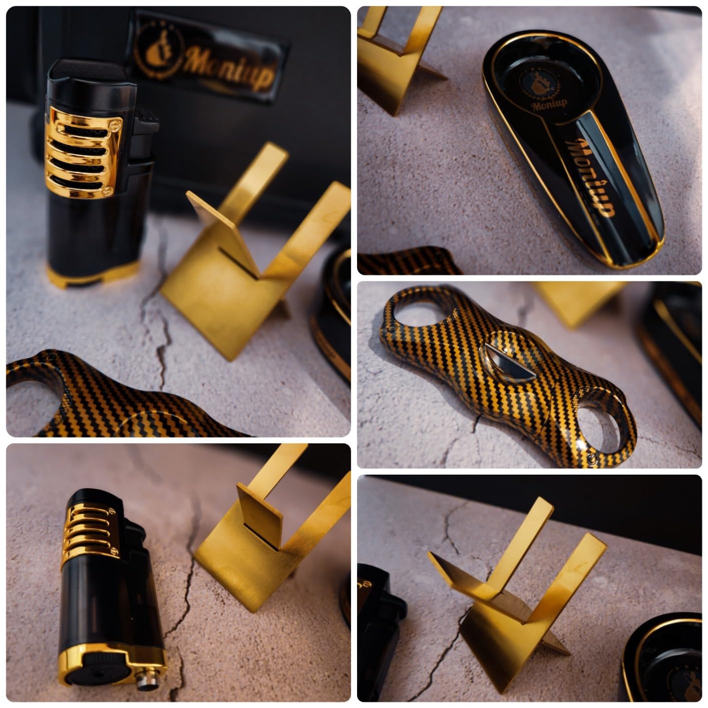 Travel Cigar Humidor Set with Torch Cigar Lighter, V Cigar Cutter, Cigar Ashtray, Cigar Holder, Humidifier & Hygrometer, Portable Travel Cigar Case with Cigar Accessories Kit, Cigar Gifts for Men - Customer Photo 3