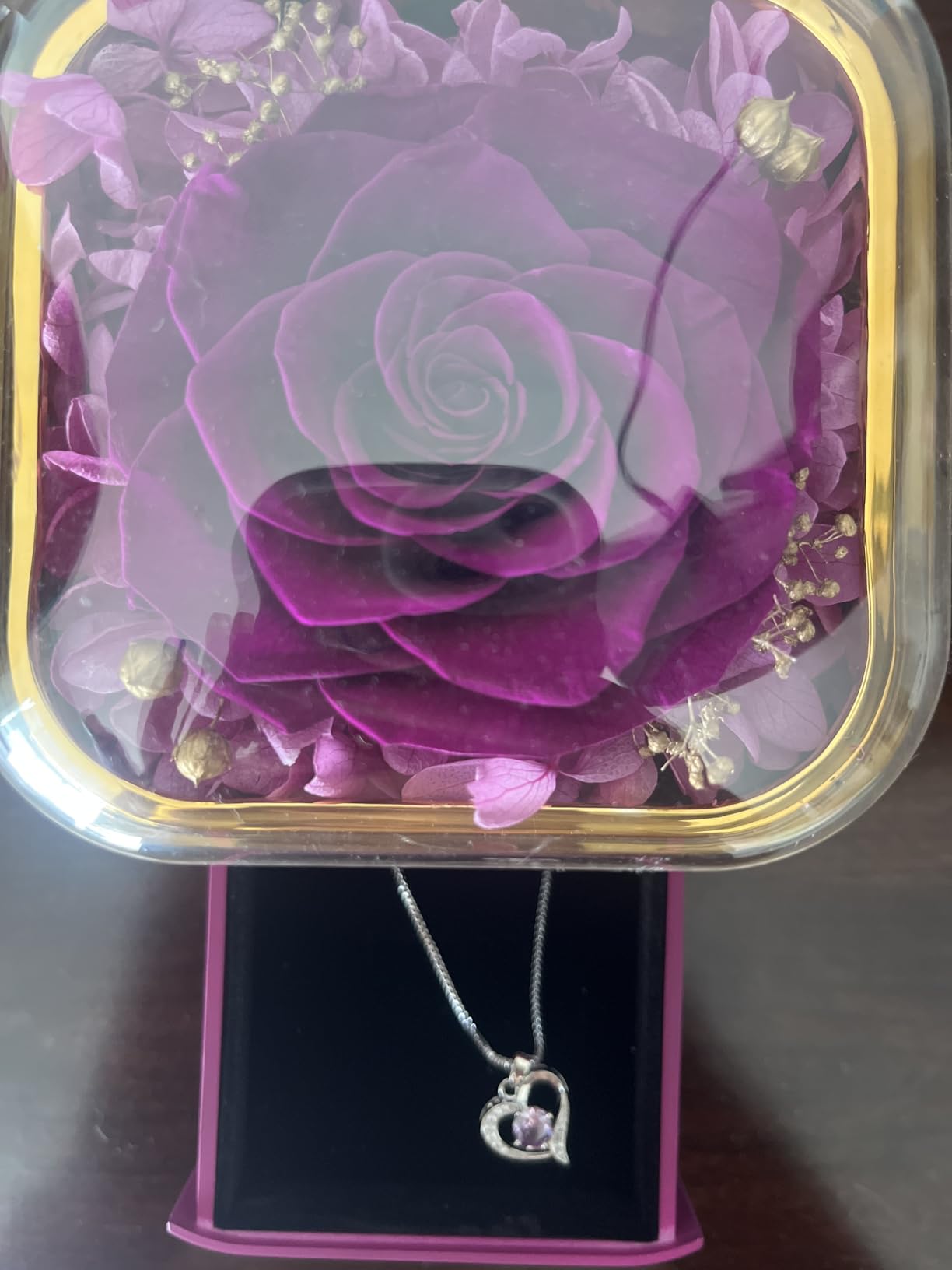 Beferr Birthday Gifts for Women Mom Preserved Real Rose with Necklace Eternal Roses Fresh Flowers for Delivery Prime anniversary Purple Gifts for Grandma Wife Daughter Sister - Customer Photo 1