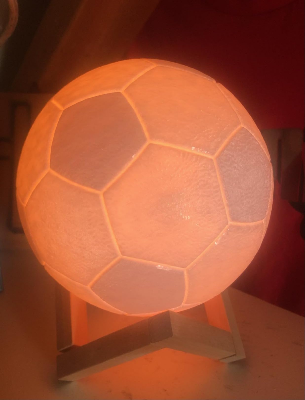 Soccer Lamp Night Light with Remote, 16 Color Bedside Table Lamp for Dad, Men, Boys, and Kids Sports Fan Room Decor, Graduation Gift, Stocking Filler White Elephant Gift (4.7inches) - Customer Photo 1