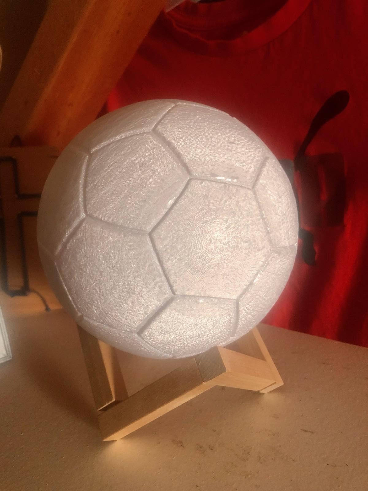 Soccer Lamp Night Light with Remote, 16 Color Bedside Table Lamp for Dad, Men, Boys, and Kids Sports Fan Room Decor, Graduation Gift, Stocking Filler White Elephant Gift (4.7inches) - Customer Photo 2