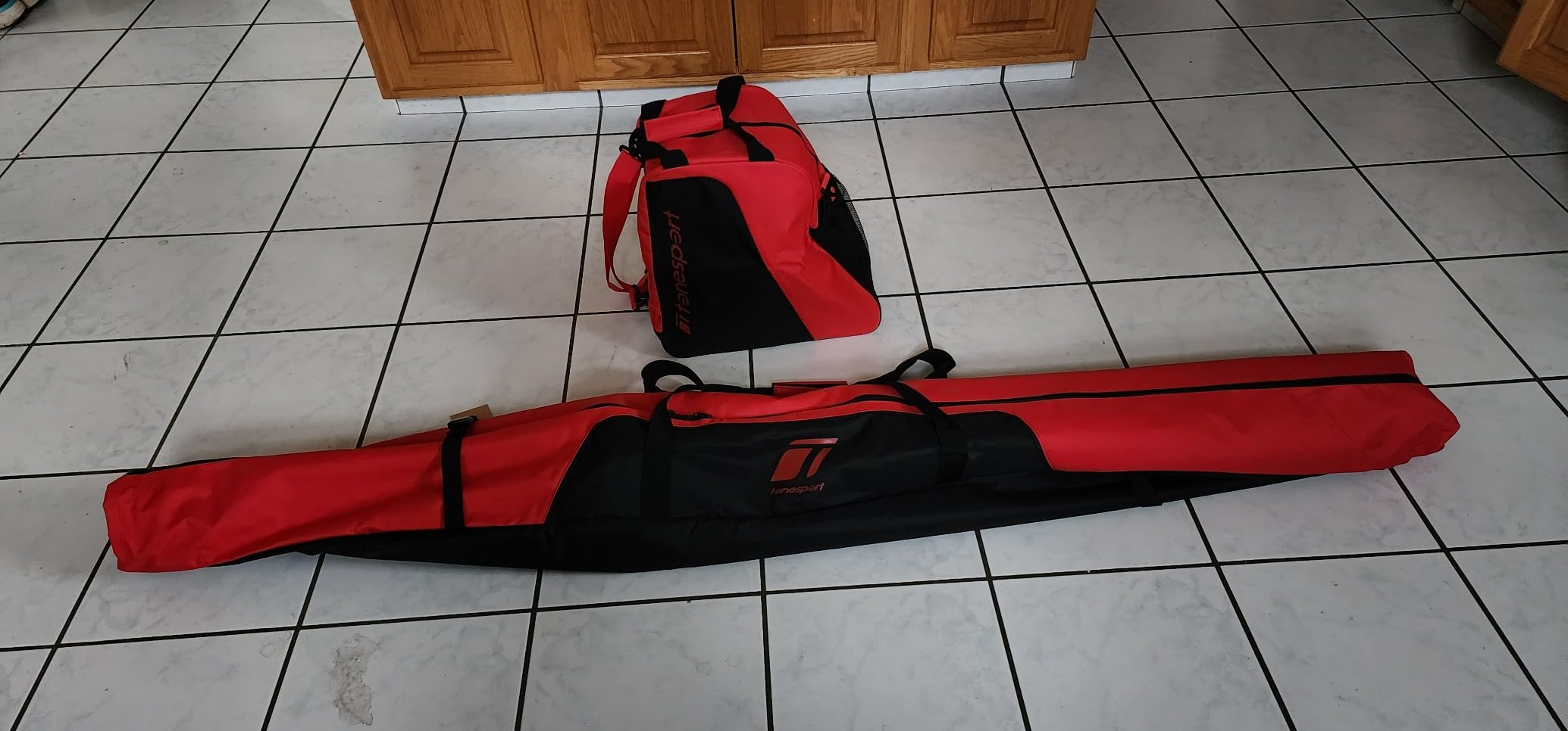 Tonesport Ski Bag and Boot Bag Combo - Ski Bags for Air Travel - Unpadded Snow Ski Bags - For Skis Up to 190cm - Dark Red - Customer Photo 2