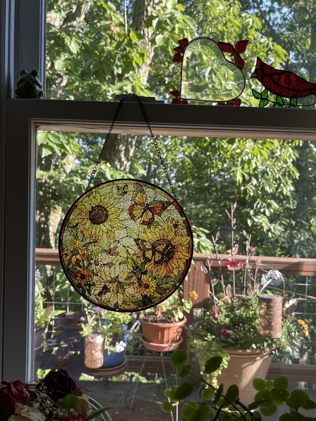Sunflower Hanging Stained Glass for Windows,20cm/7.87inch Hand-Painted Sun Catcher Garden Hangings Christmas Mother's Day, Valentine's Day Ornaments Festival Gift Customer Review Sunflower Hanging Stained Glass for Windows,20cm/7.87inch Hand-Painted Sun Catcher Garden Hangings Christmas Mother's Day, Valentine's Day Ornaments Festival Gift - Customer Photo 3