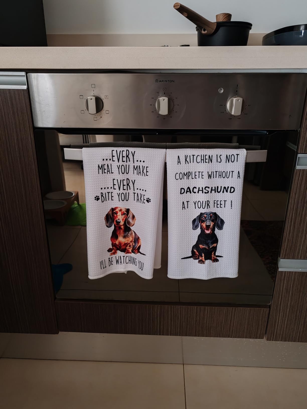 Funny Dachshund Dish Towels Set - Dachshund Gifts Waffle Weave Kitchen Towels, Wiener Dog Decorative Hand Tea Towels for Bathroom Kitchen, Wiener Dog Gifts for Women (16×24 Inches Set of 2) - Customer Photo 2